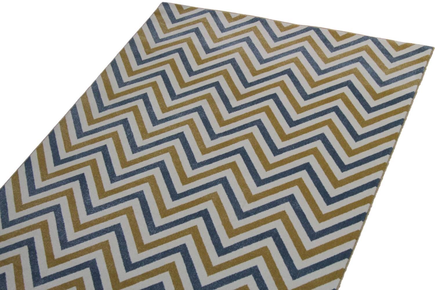 Chevron Blue & Yellow Rug