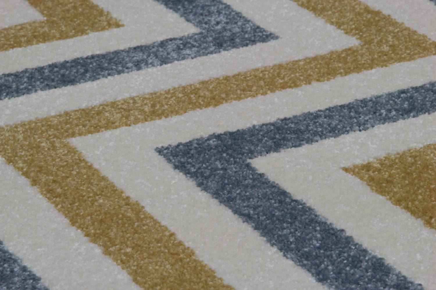 Chevron Blue & Yellow Rug