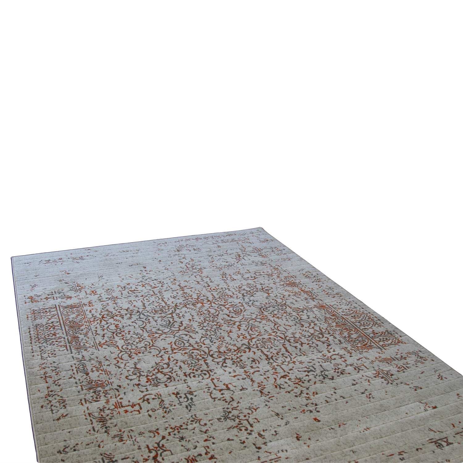 Pacific Turkish Distressed Rug with Orange and Gray