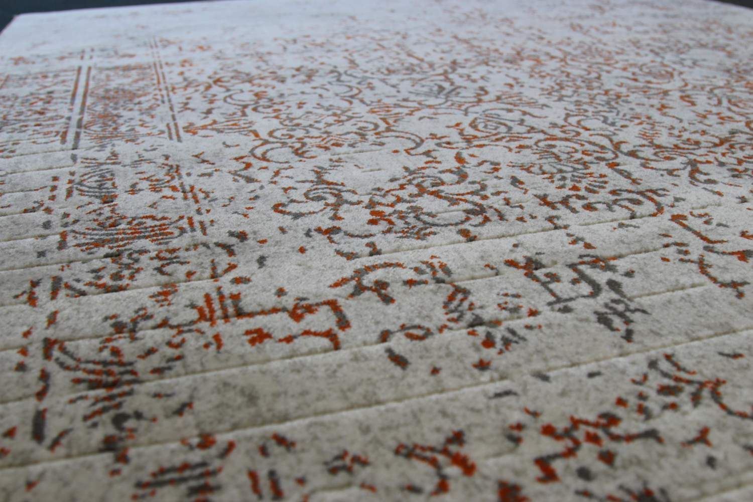 Pacific Turkish Distressed Rug with Orange and Gray