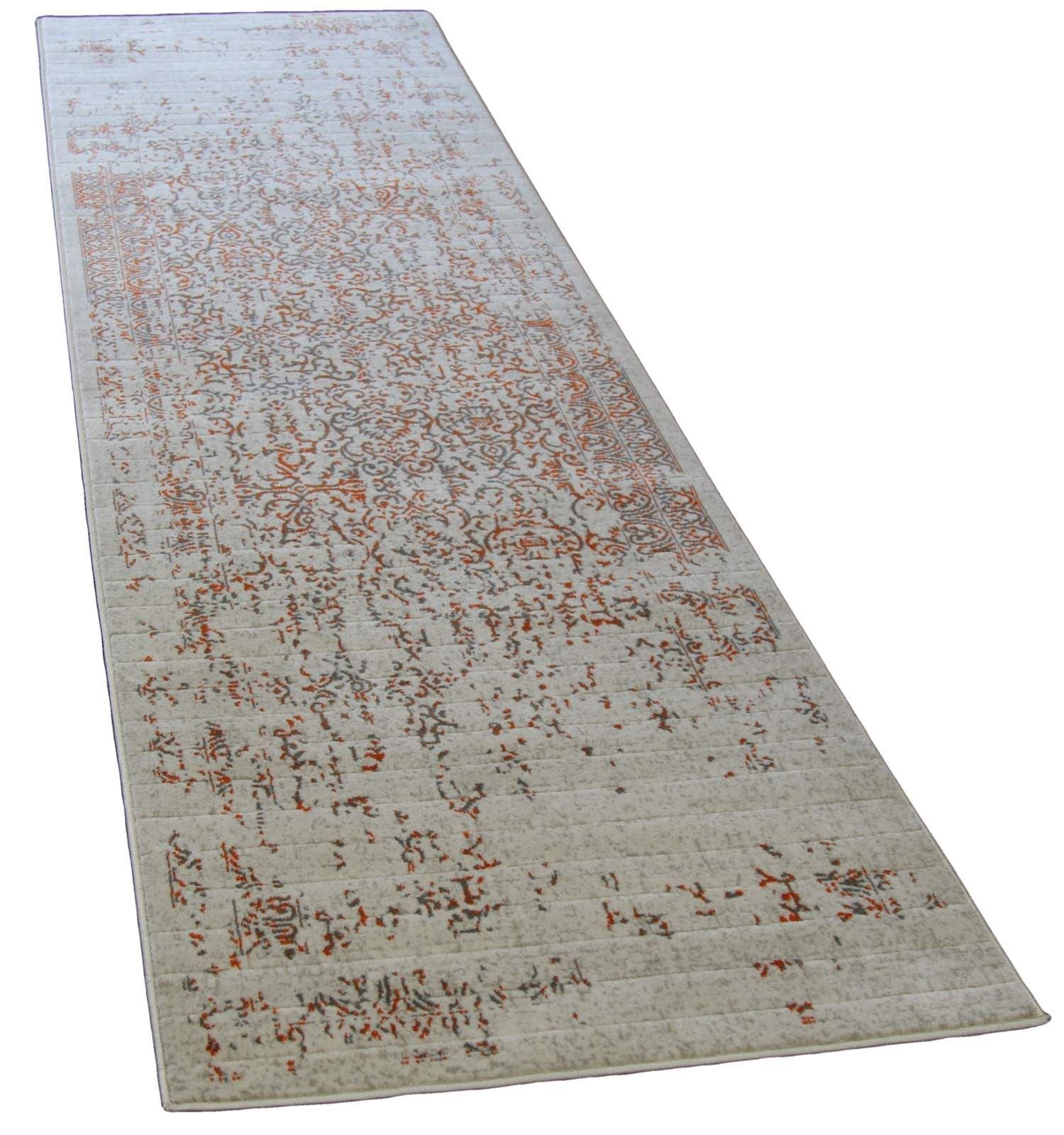 Pacific Turkish Distressed Rug with Orange and Gray