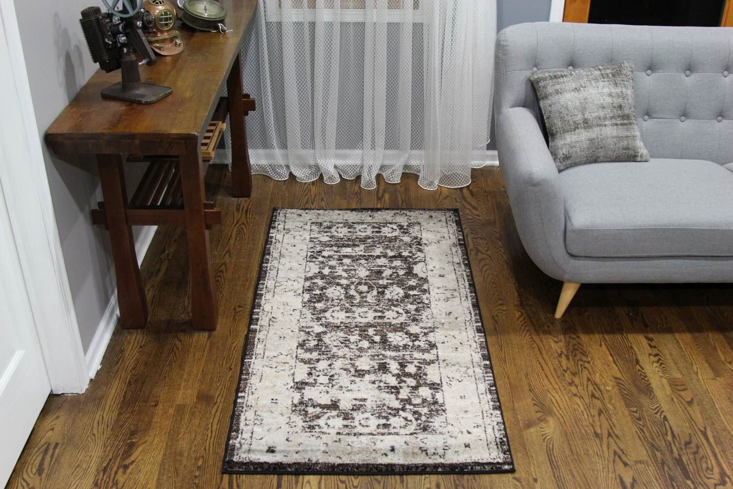 Distressed Vintage Brown Rug