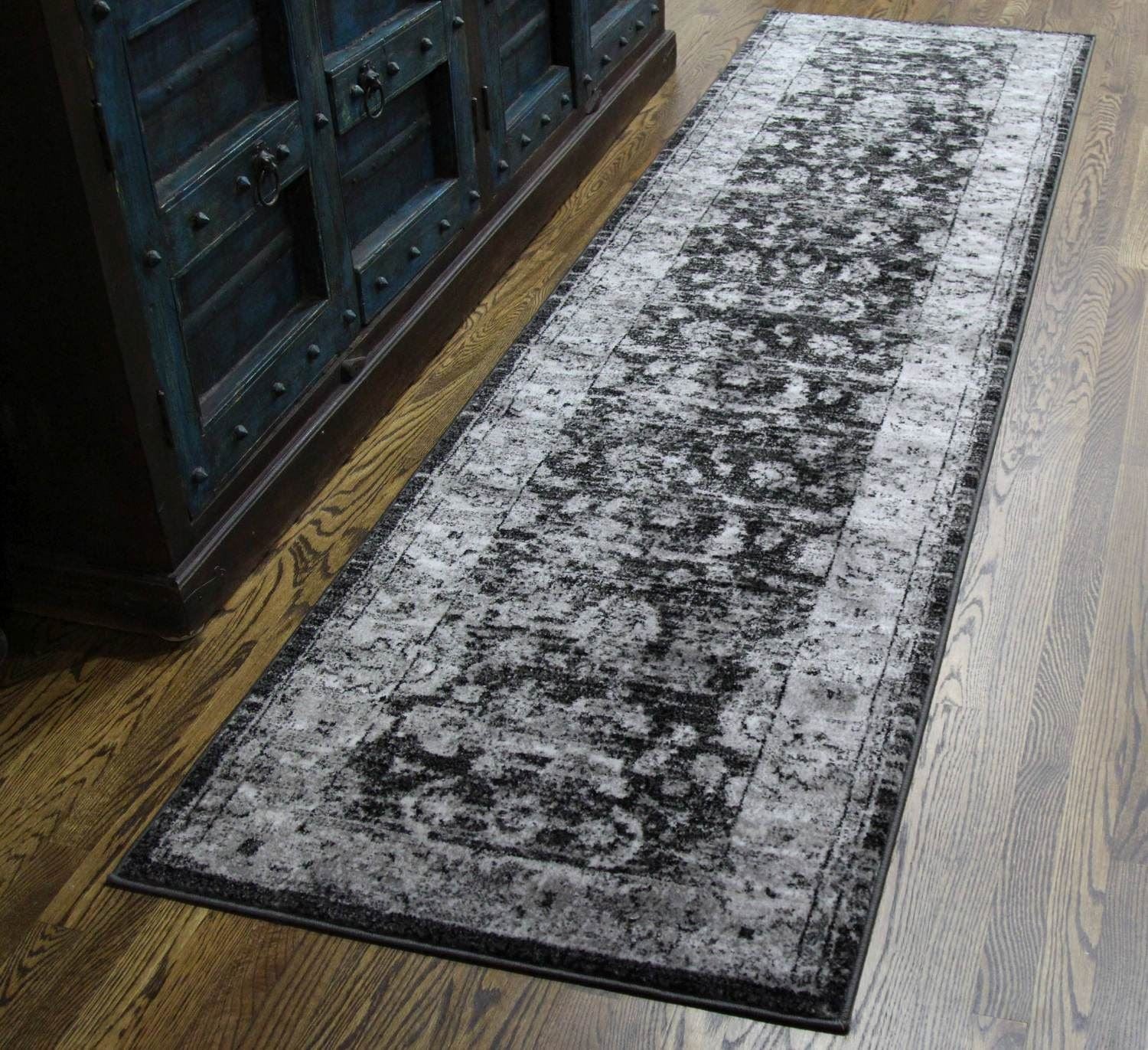 Distressed Vintage Gray Rug