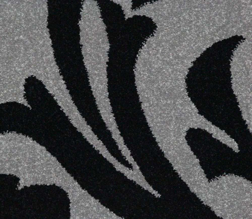 Floral Vine Patterned Gray Rug