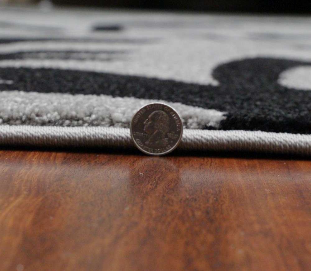 Floral Vine Patterned Gray Rug