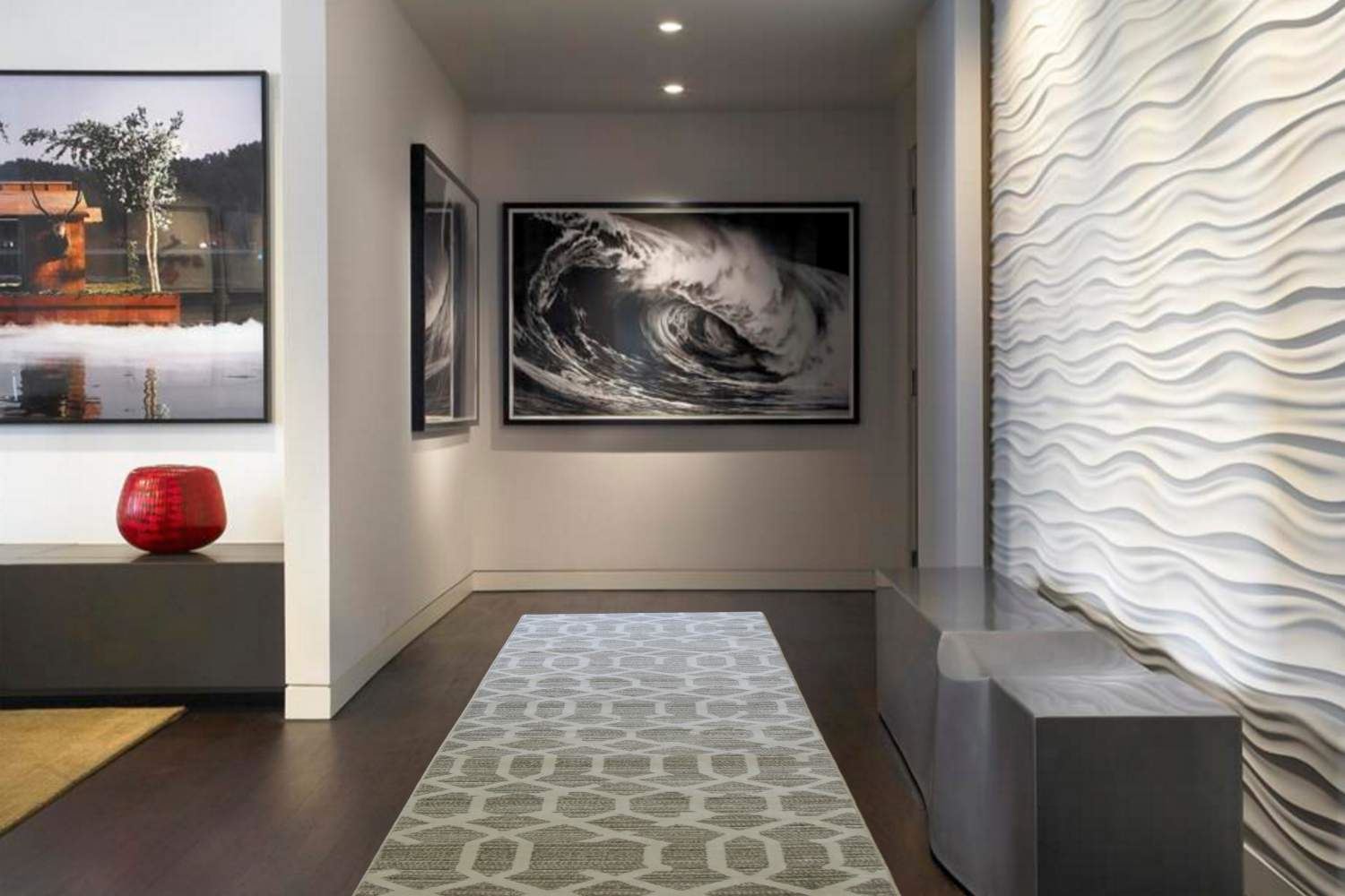 Pacific Gray Lattice Trellis Rug
