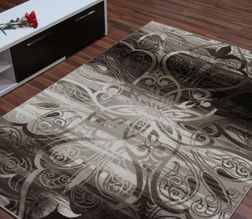 Neutral Damask Brown Rug