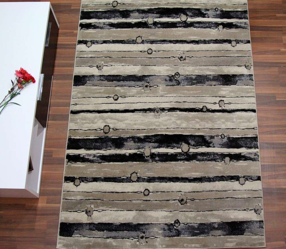 Neutral Striped Brown Rug