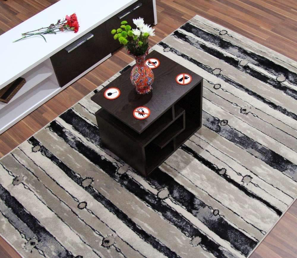 Neutral Striped Brown Rug