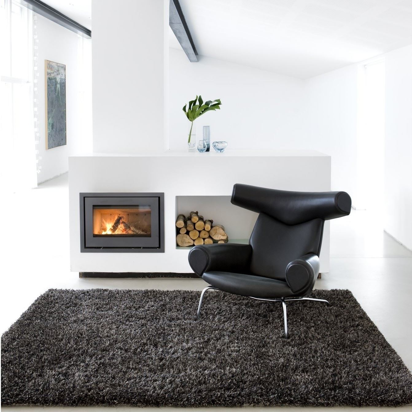 Shag Rug Dark Gray and Charcoal
