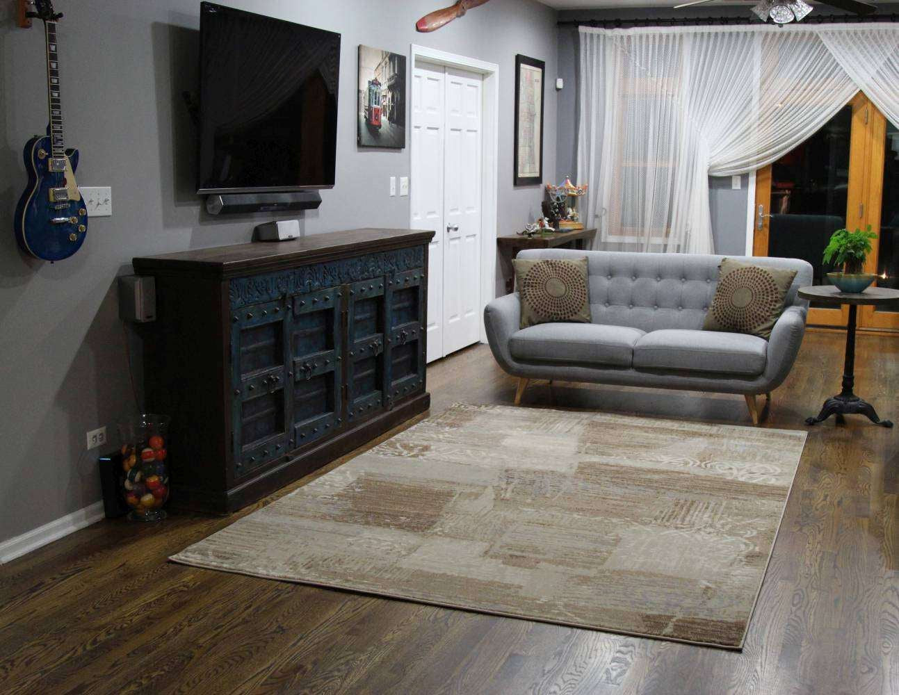 Versatile Faded Brown & Blue Rug