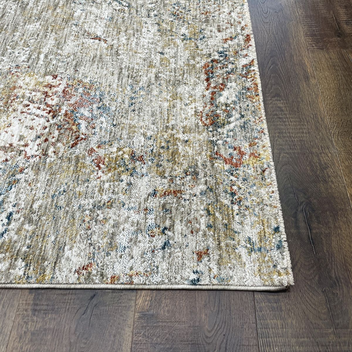 Sisley Abstract Neutral Cream Blue Low Pile Soft Rug