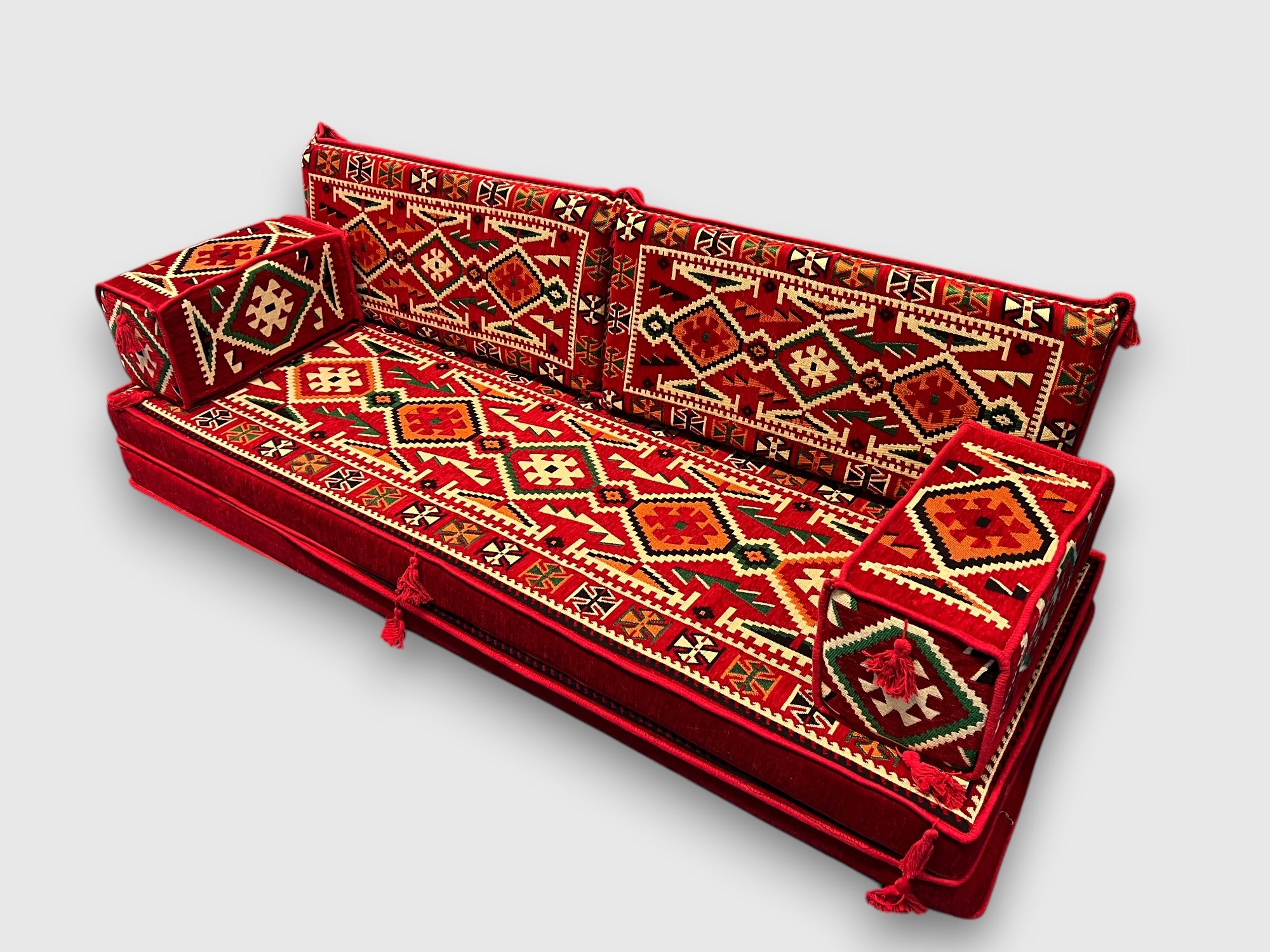 Red Loveseat Sofa Set, Anatolian Floor Seating Sectional Modular Couch Set