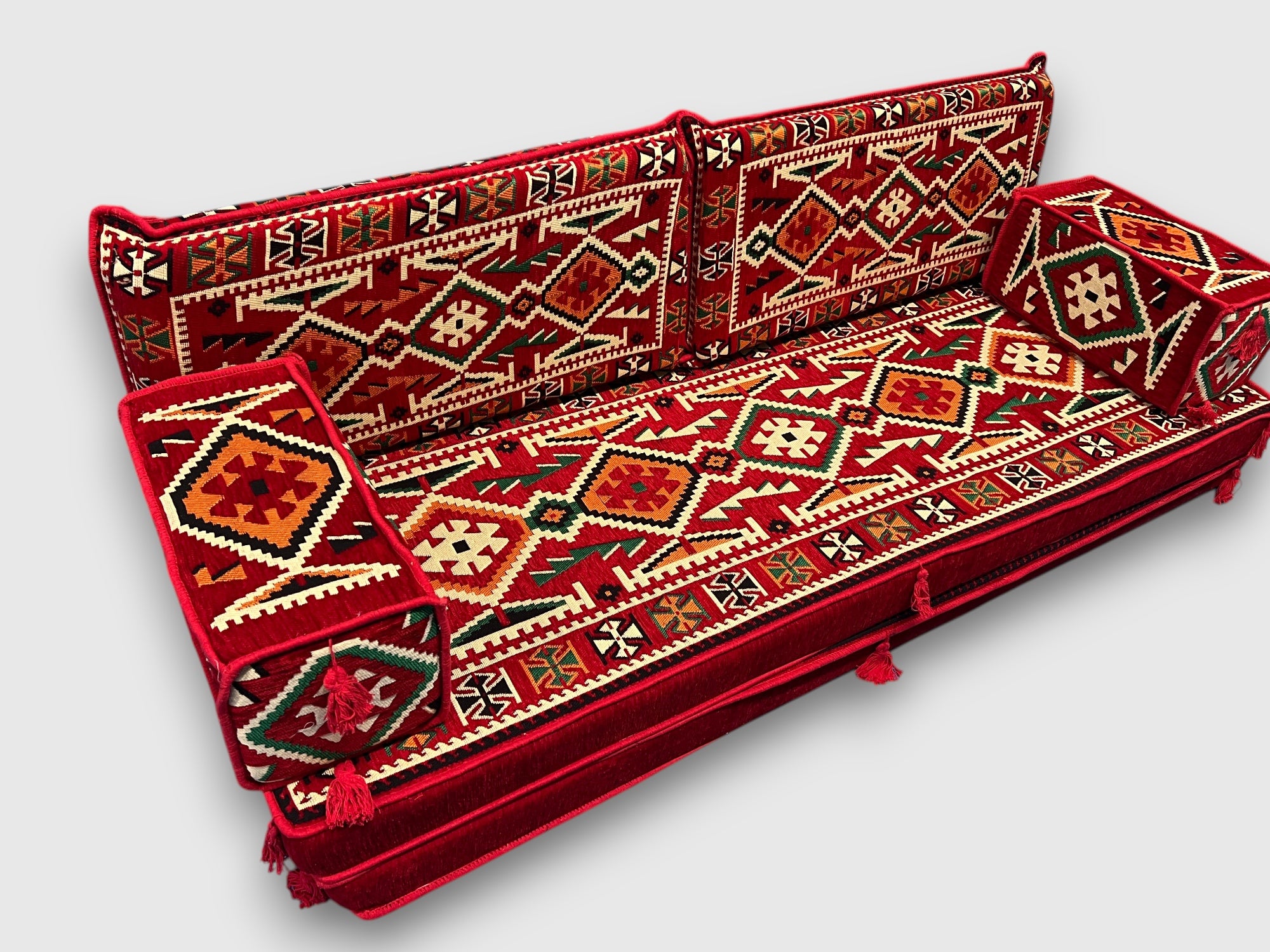Red Loveseat Sofa Set, Anatolian Floor Seating Sectional Modular Couch Set