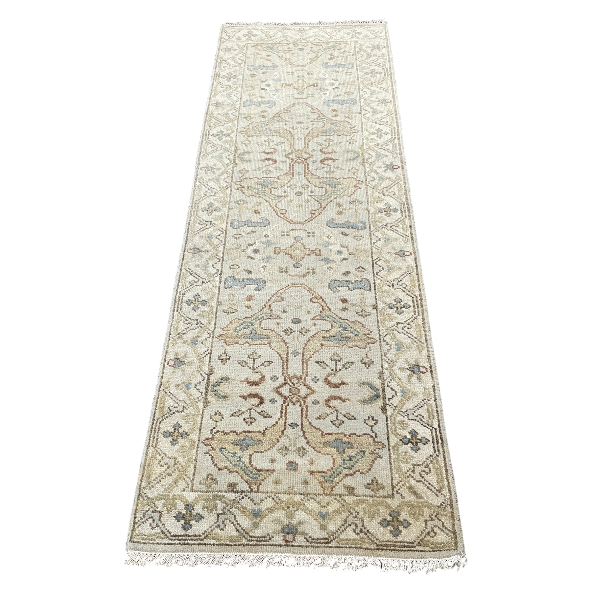 2x8 Hand-Knotted Wool Runner Rug, 2'7" x 8' Vintage Oushak Style Hallway Runner