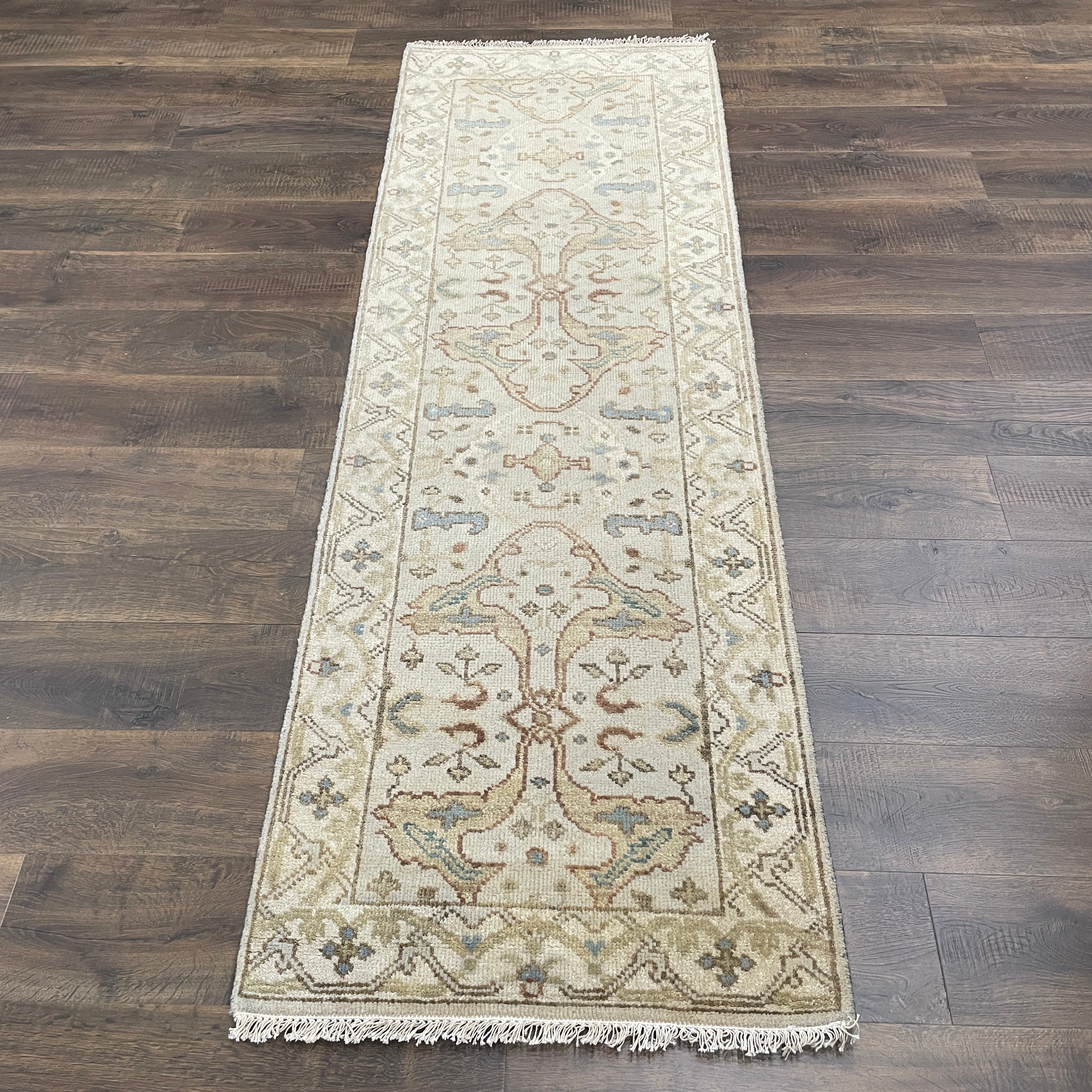 2x8 Hand-Knotted Wool Runner Rug, 2'7" x 8' Vintage Oushak Style Hallway Runner