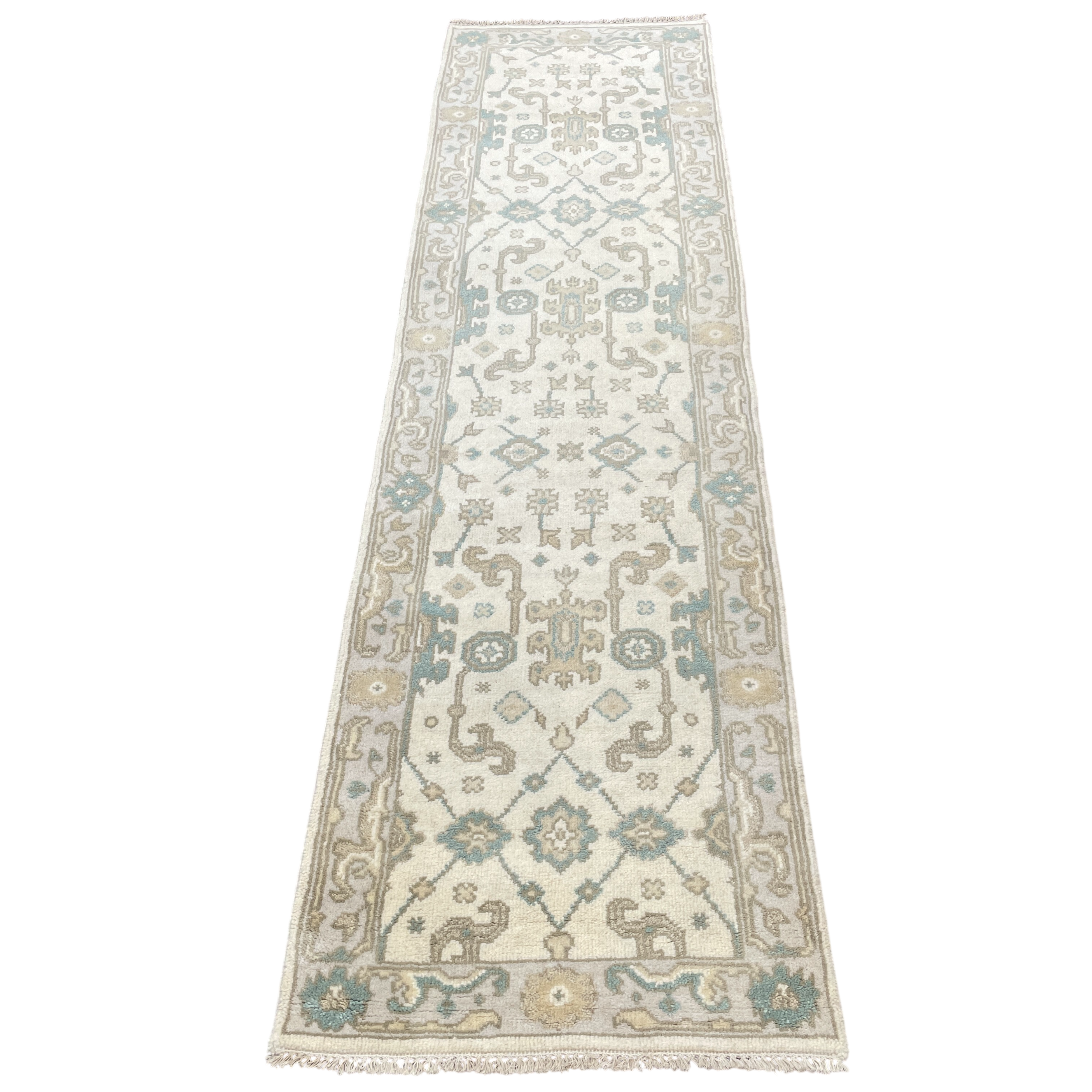 2x10 Hand-Knotted Wool Runner Rug, 2'8" x 9'9" Vintage Oushak Style Hallway Runner