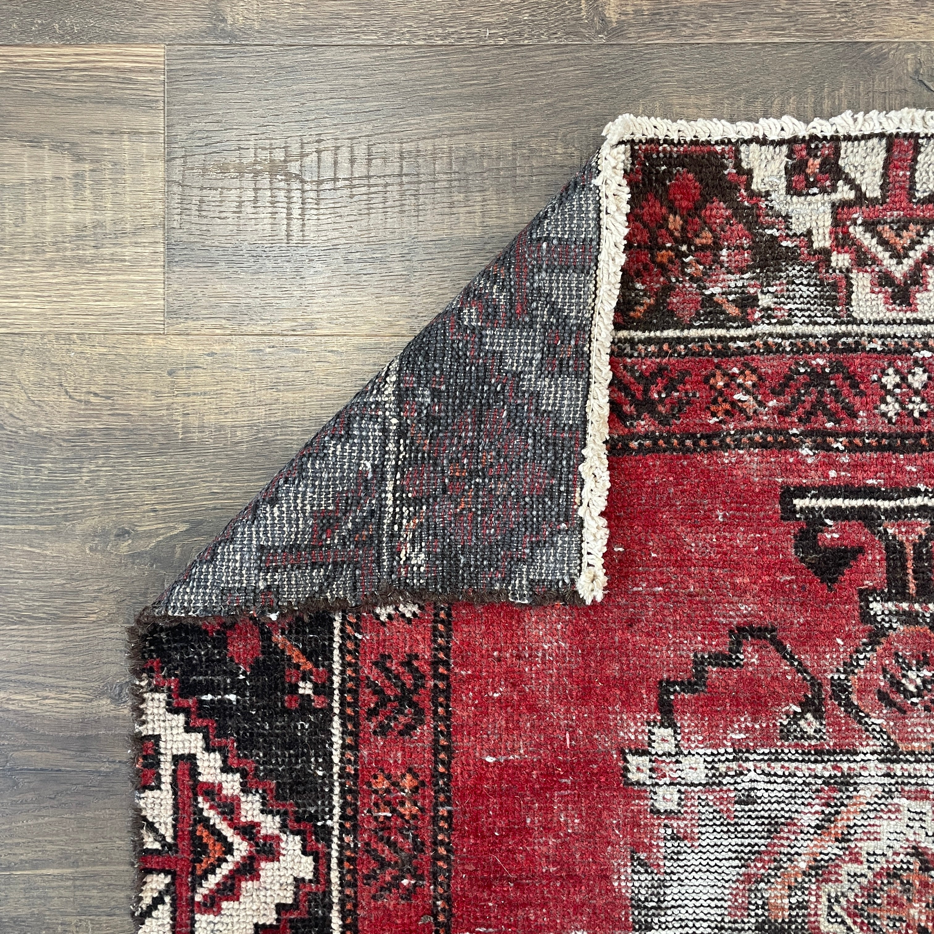 Vintage Hand Knotted Wool Rug 3'5"x6'8" | Red Turkish Runner Rug | Handmade Hallway Runner