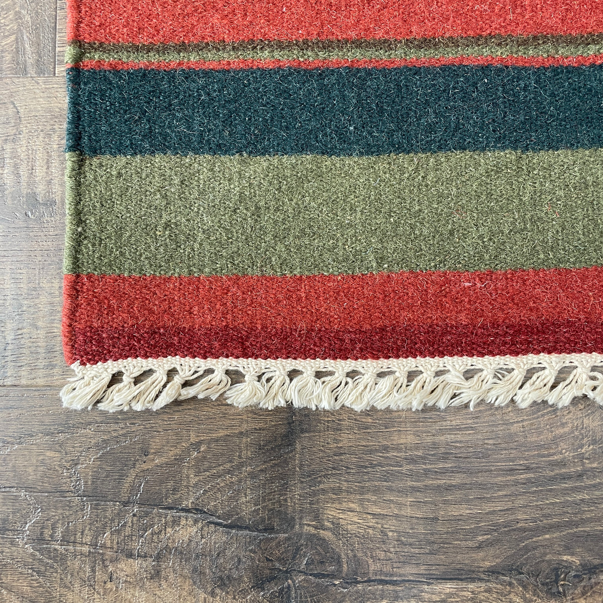 3'x5' Striped Kilim Rug | Flatweave Wool Accent Rug | Red, Blue & Green Boho Serape Style