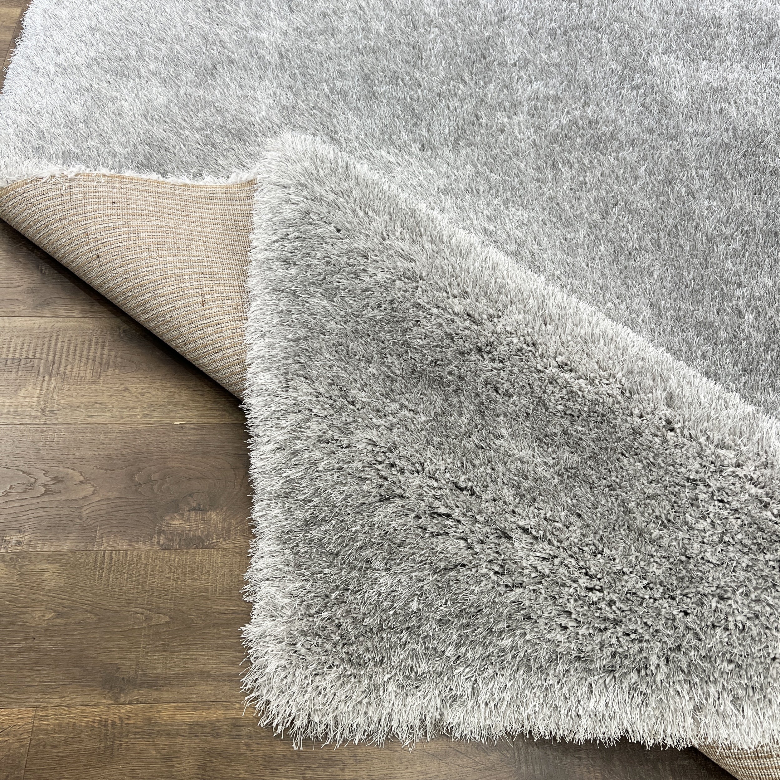 Lily Glam Ultra Plush Platinum Gray Shag Rug with Dense 2.5 Inch Pile - Super Plush