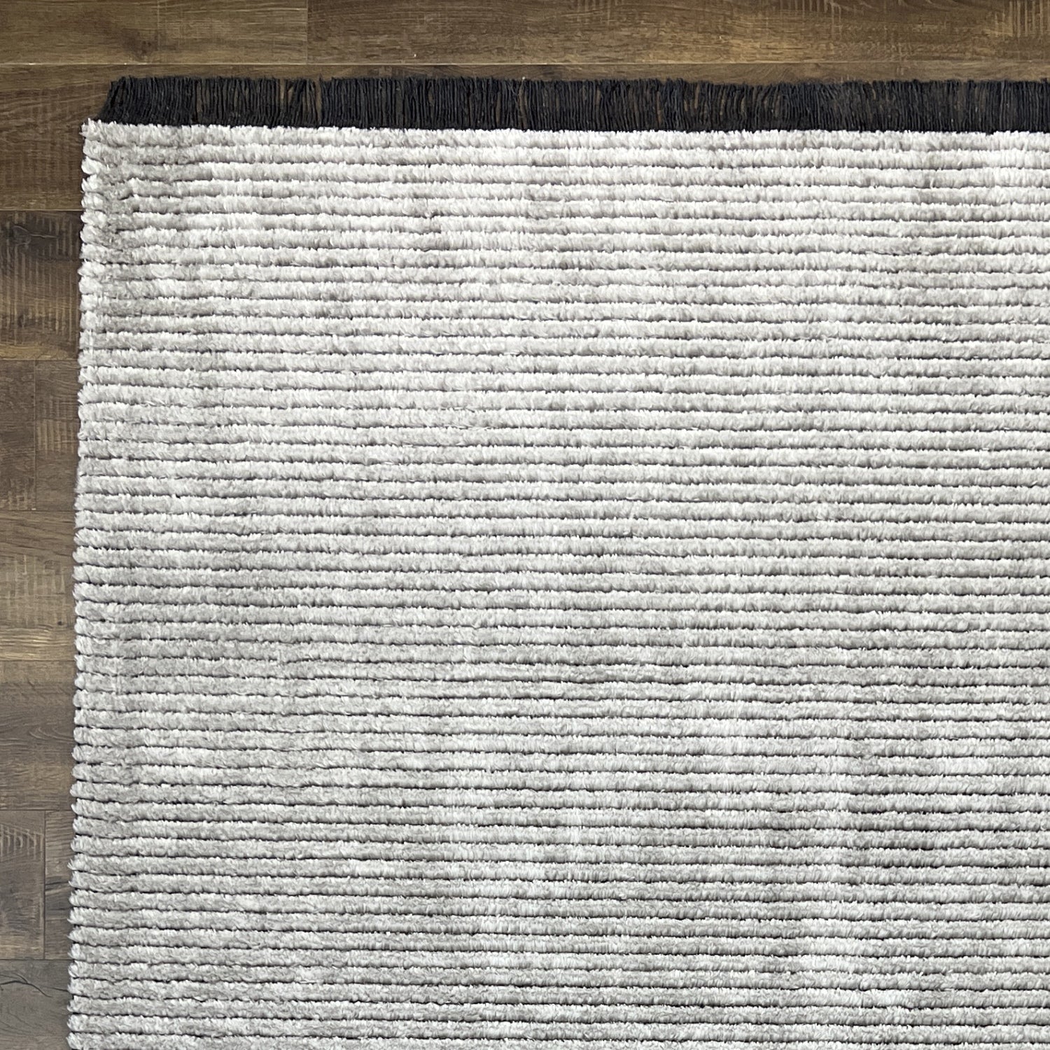 Mystique Ultra-Soft Plush Silver Gray Striped Rug with 1-Inch Pile