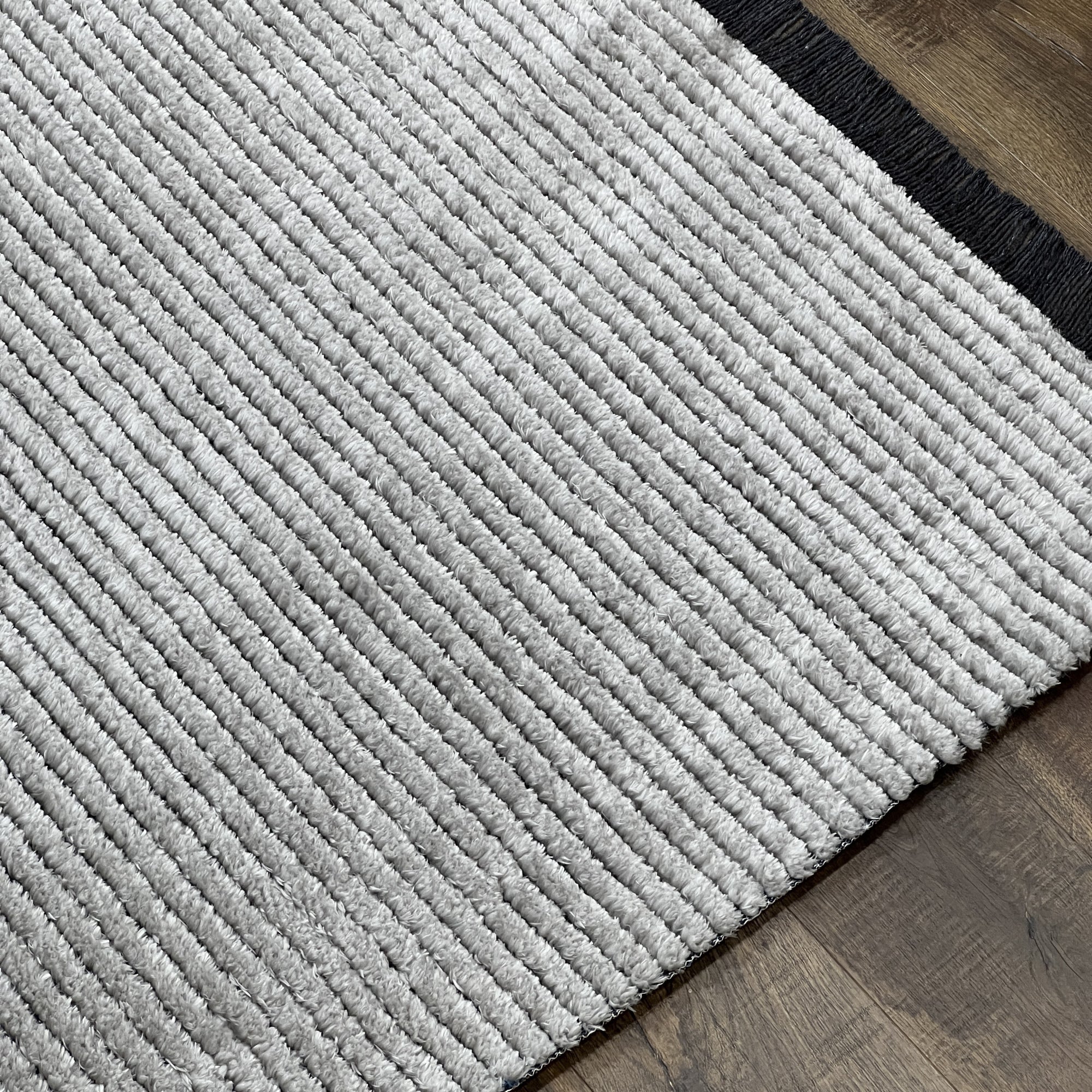 Mystique Ultra-Soft Plush Silver Gray Striped Rug with 1-Inch Pile