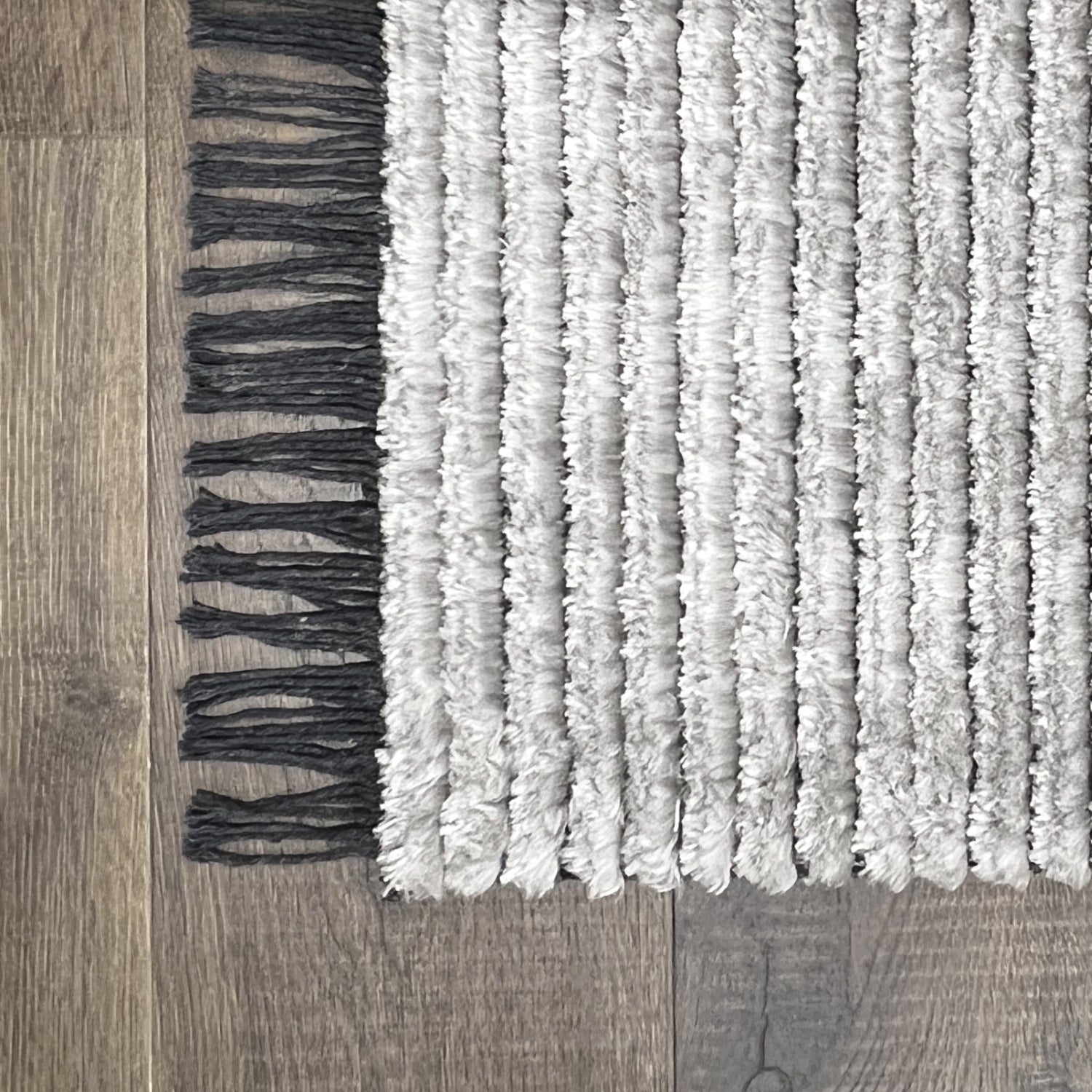 Mystique Ultra-Soft Plush Silver Gray Striped Rug with 1-Inch Pile
