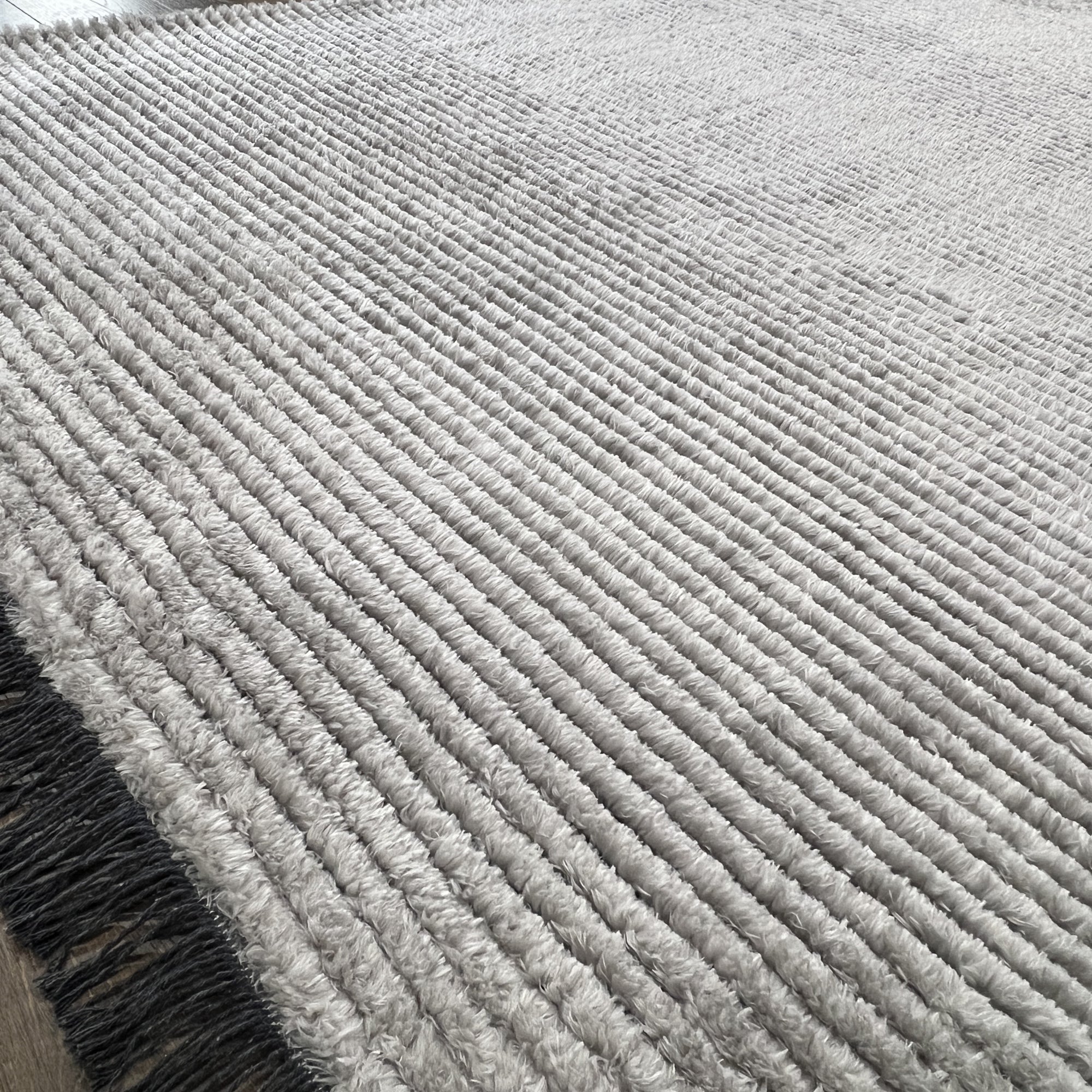 Mystique Ultra-Soft Plush Silver Gray Striped Rug with 1-Inch Pile