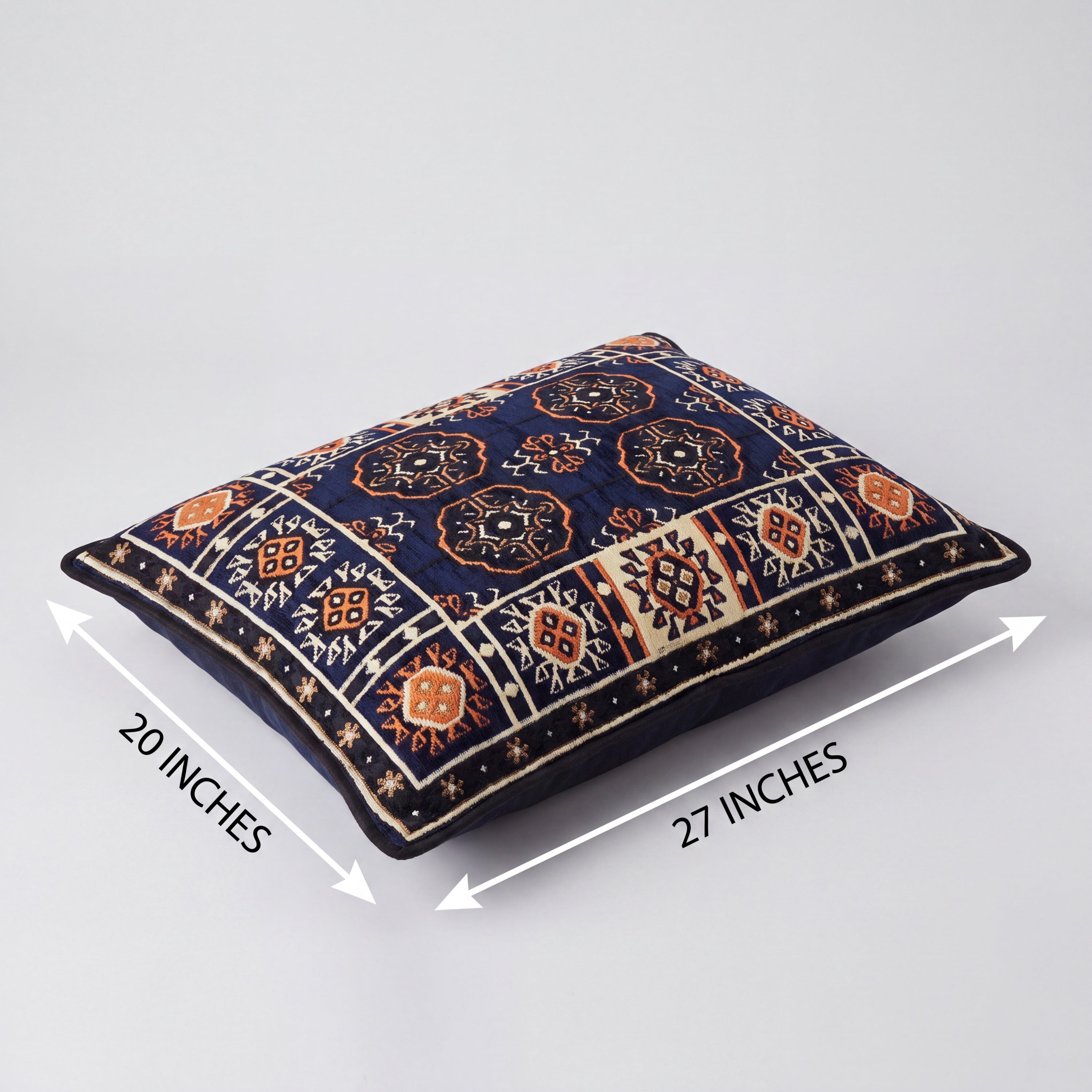 Navy Blue L-Shaped Sofa Set, Bukhara Floor Seating Sectional Modular Couch Set