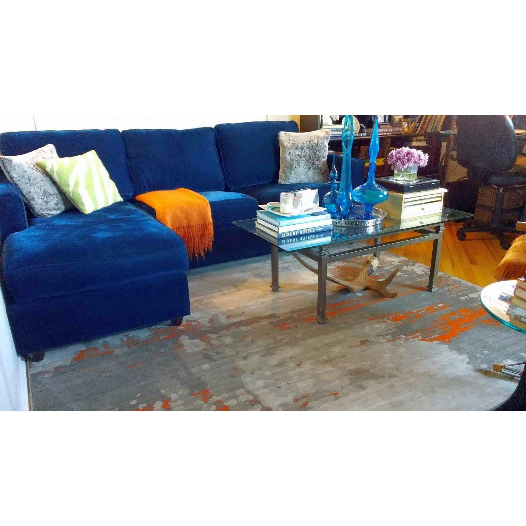 Pacific Orange Gray Abstract Rug