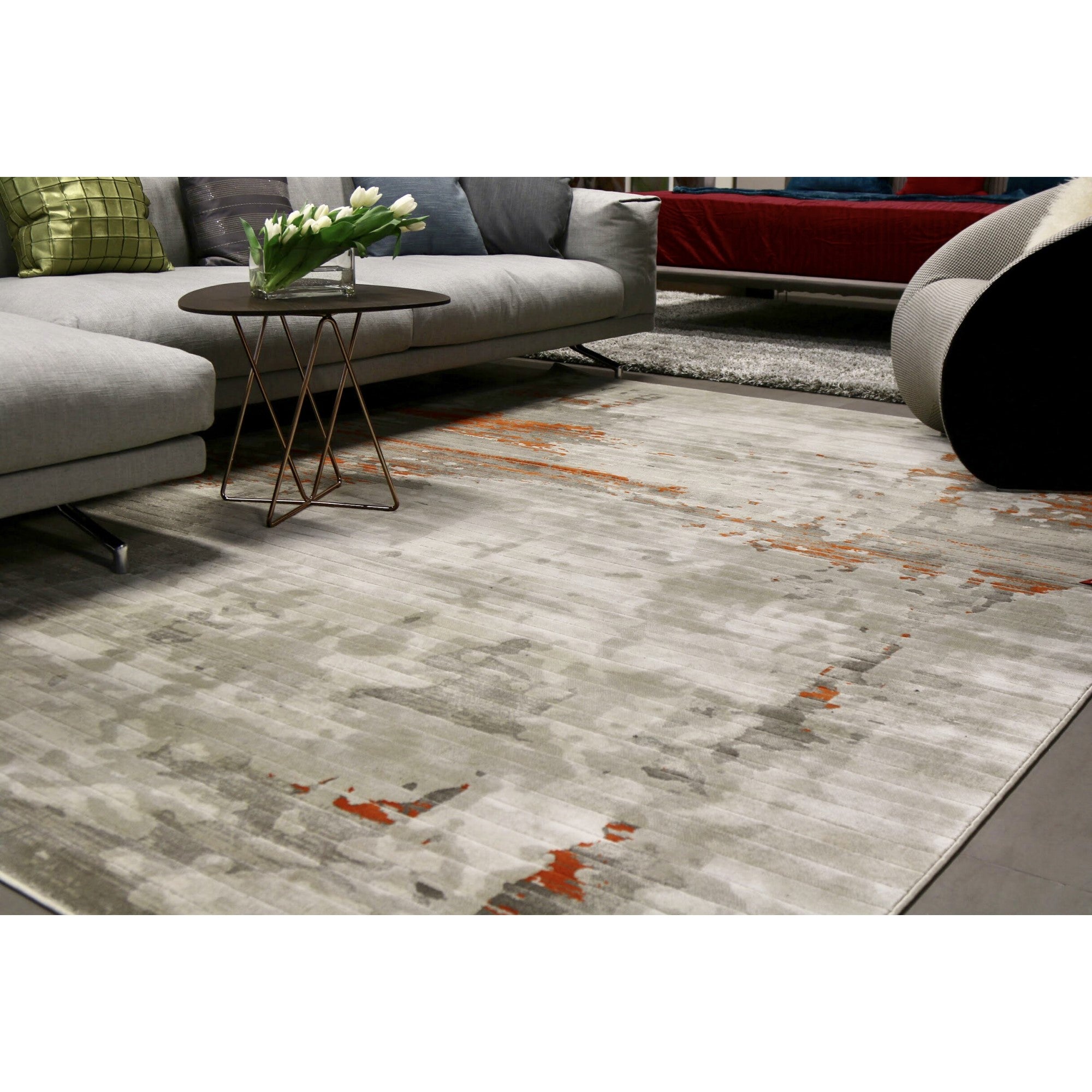 Pacific Orange Gray Abstract Rug