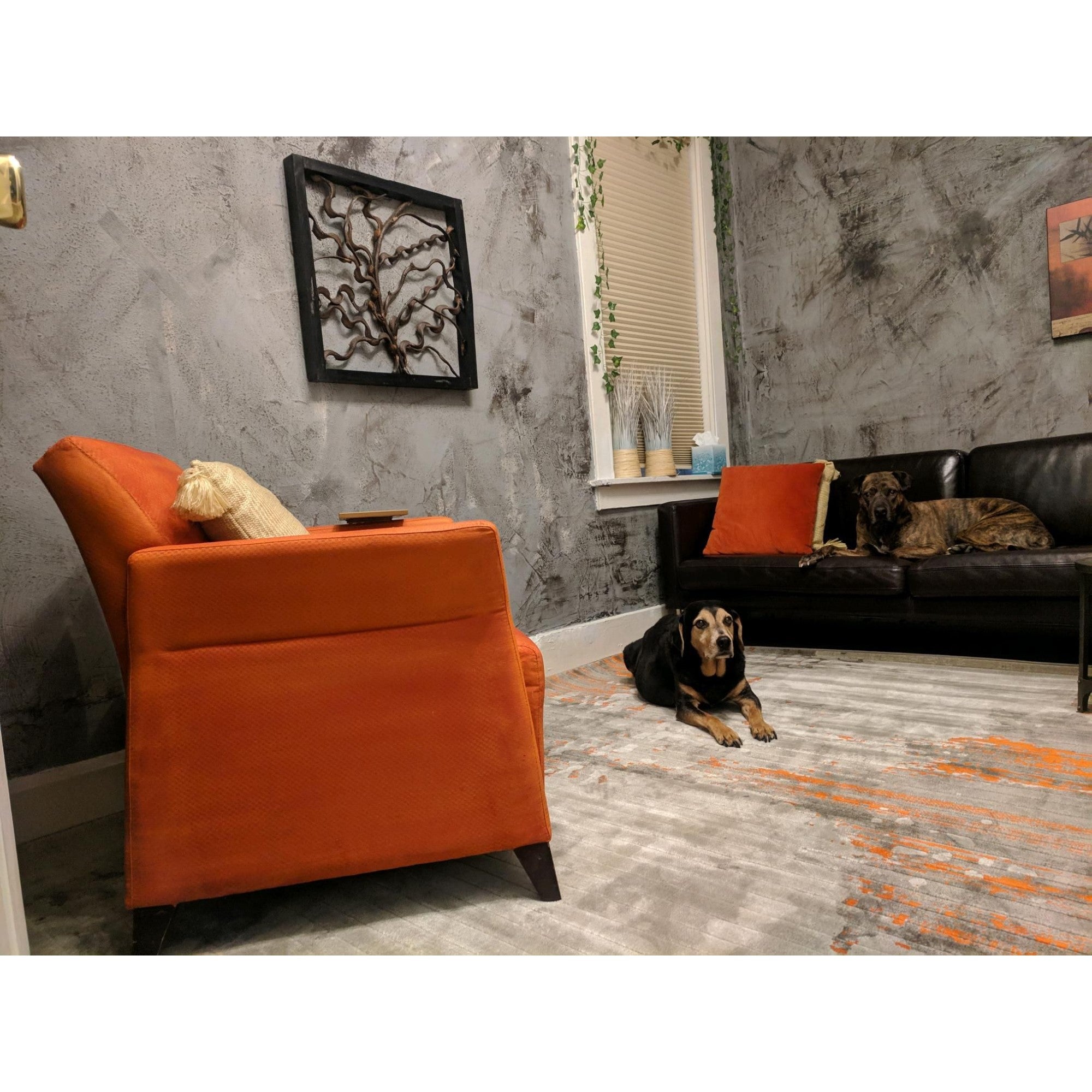 Pacific Orange Gray Abstract Rug