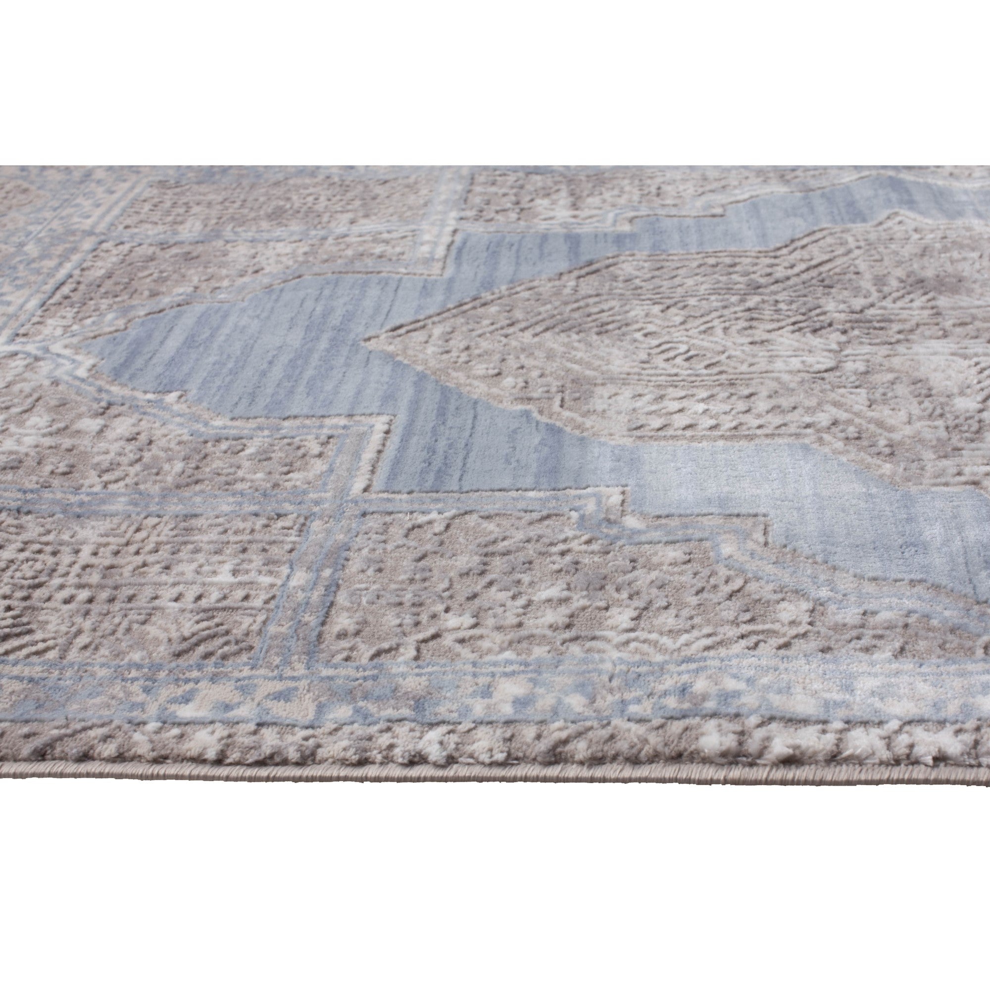 Pastel Chic Medallion Area Rug with Soft Gray & Baby Blue