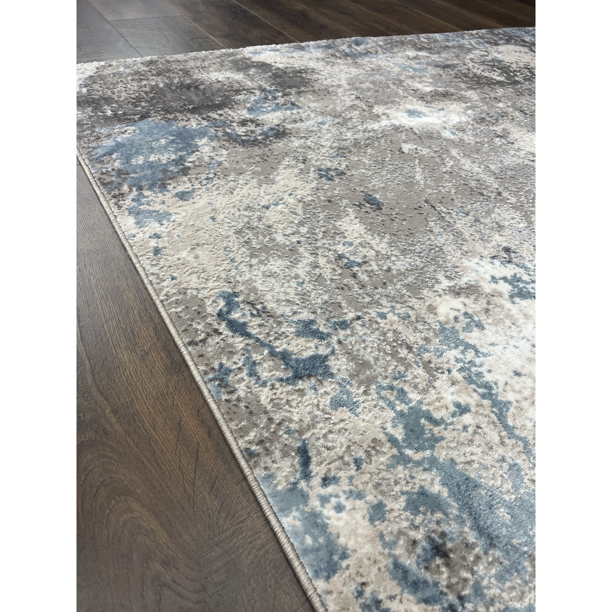 Pastel Modern Abstract Area Rug with Soft Gray & Baby Blue