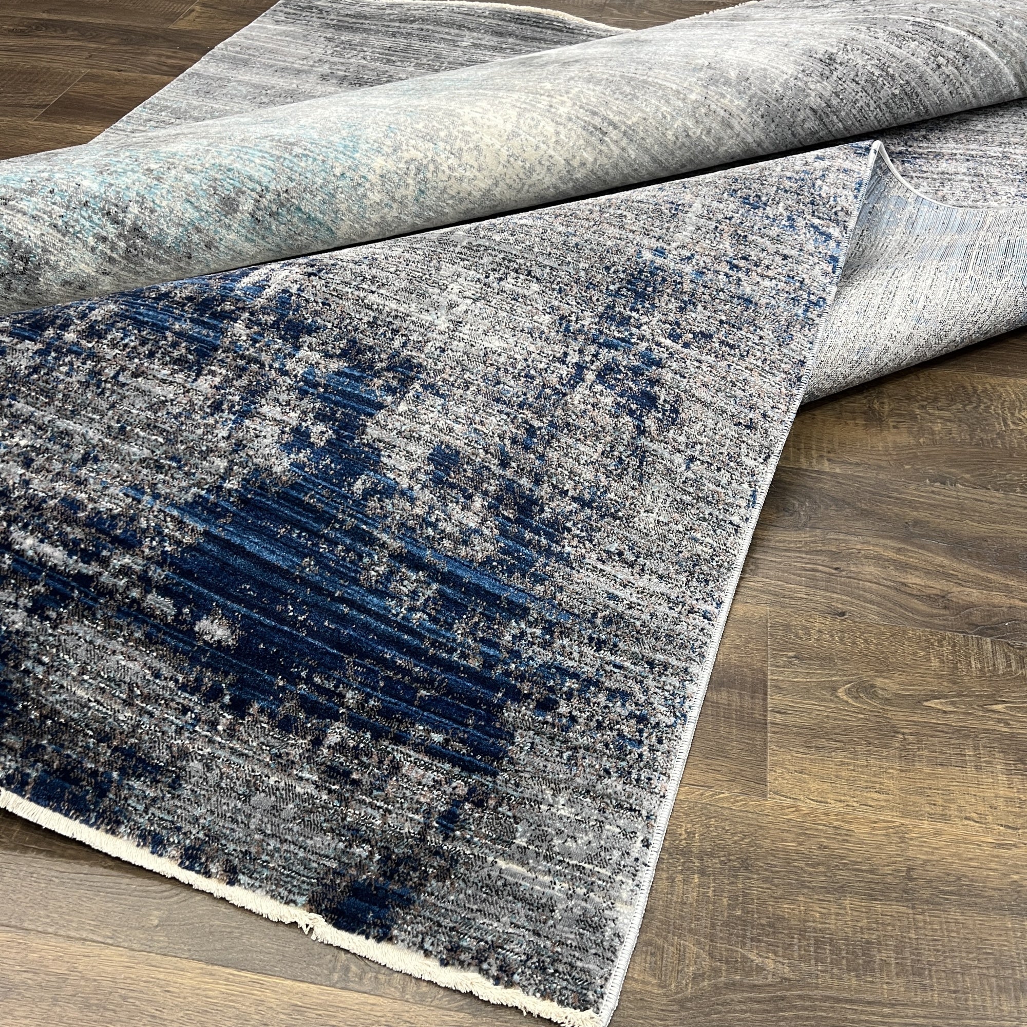 Picasso Blue Grunge Abstract Rug