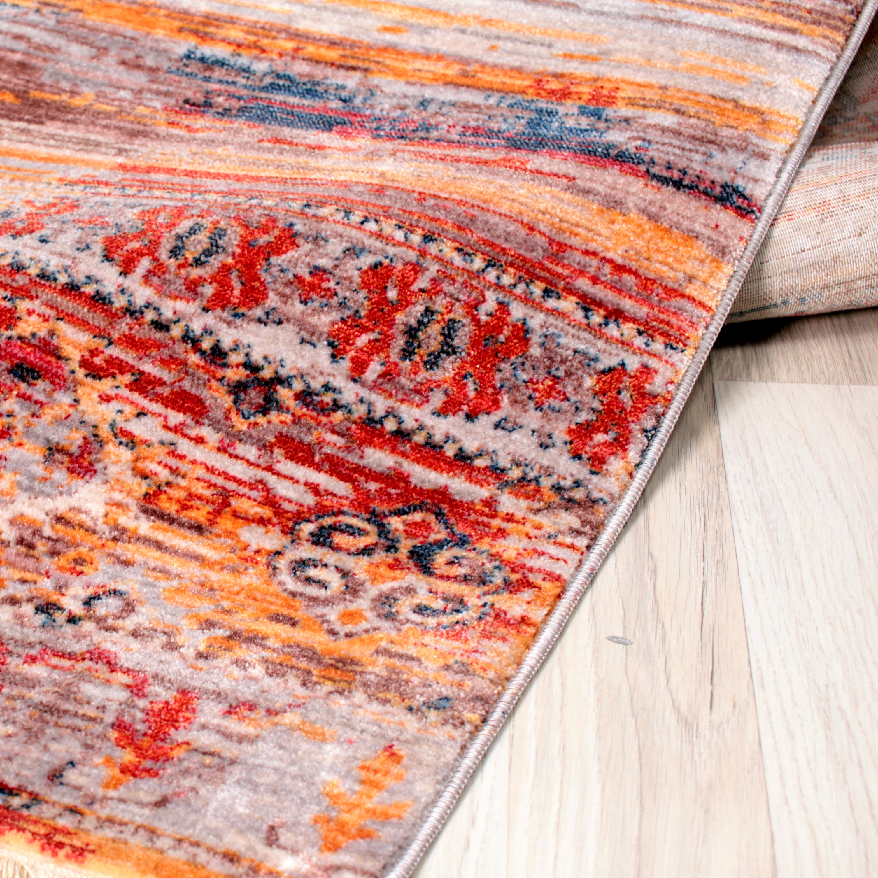Picasso Red Bohemian Colorful Statement Rug