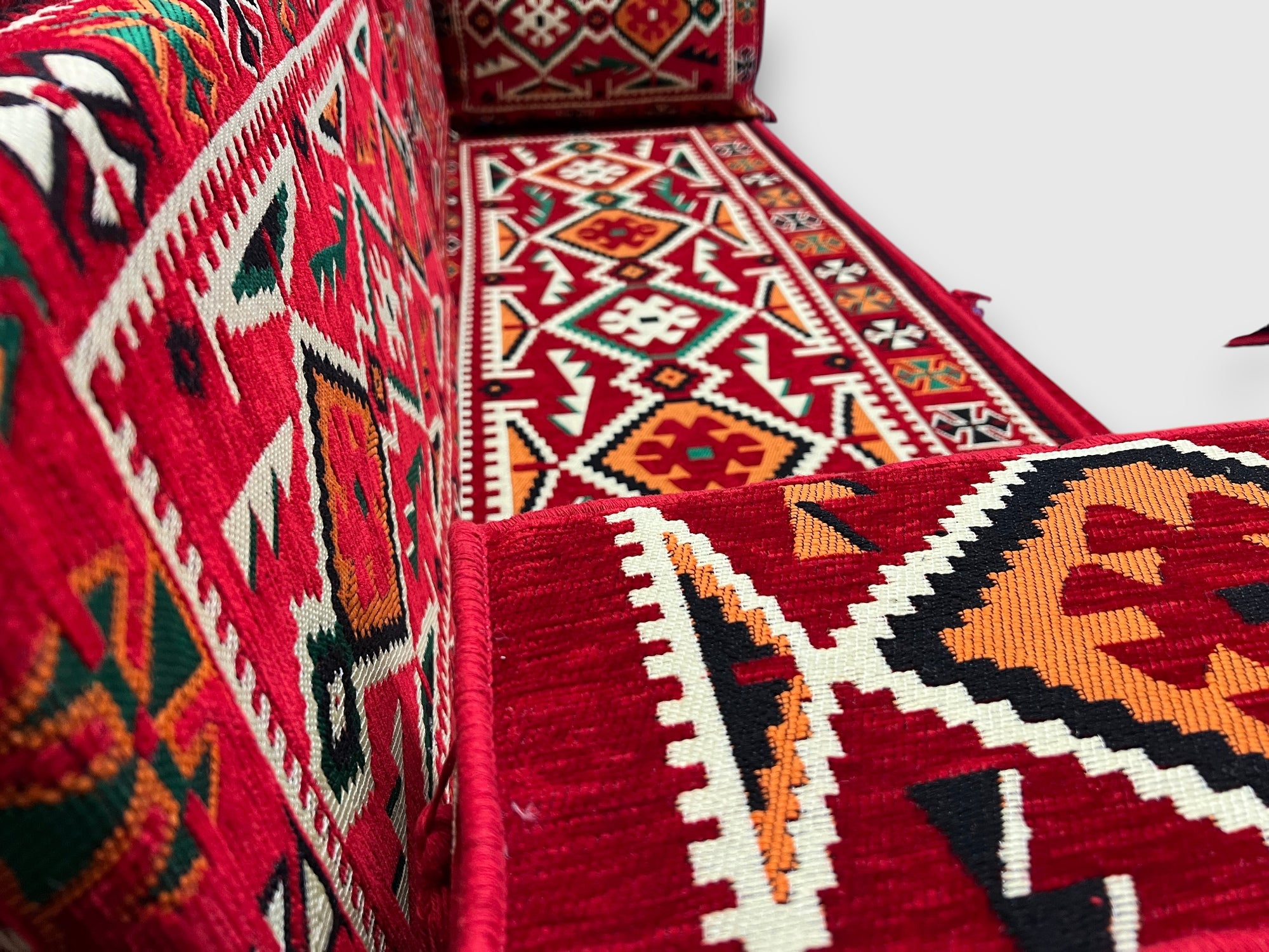 Red Loveseat Sofa Set, Anatolian Floor Seating Sectional Modular Couch Set