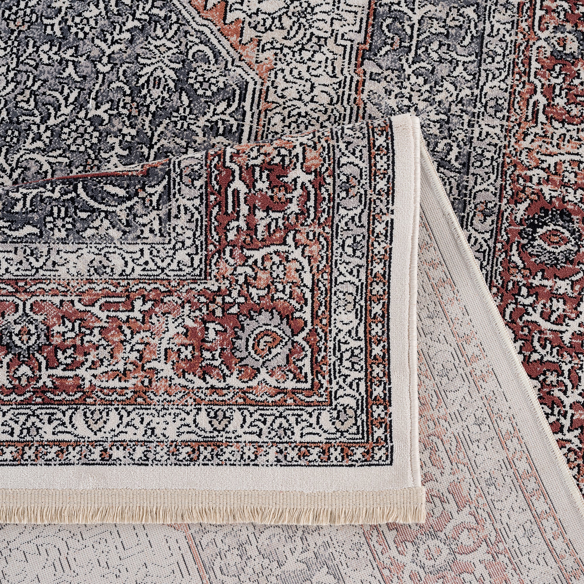 Smyrna Luxurious Turkish Medallion Rug in Orange and Blue