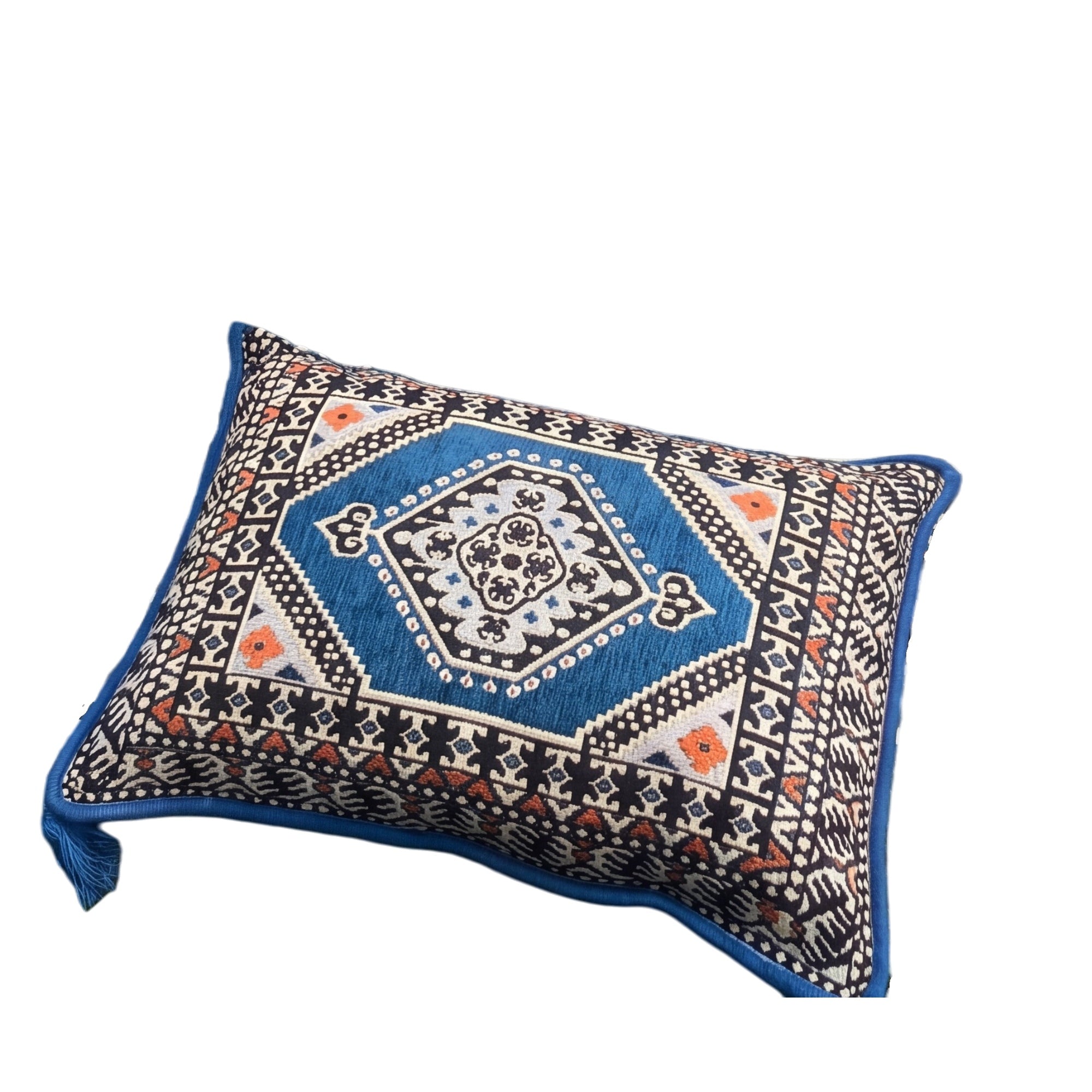 Blue L-Shaped Sofa Set, Turkish Palace Floor Seating Sectional Modular Couch Set