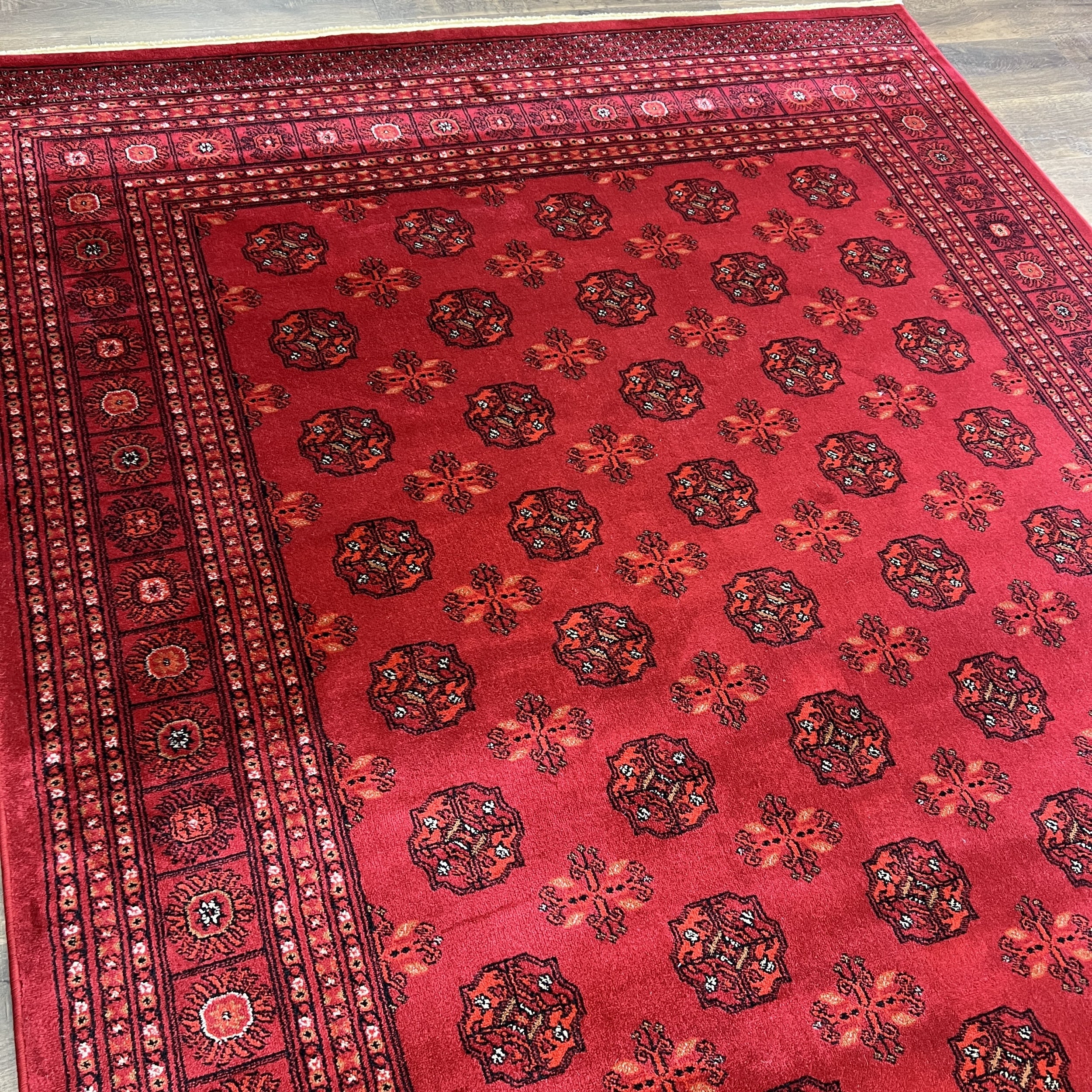 Traditional Red Tekke Area Rug with Geometric Design