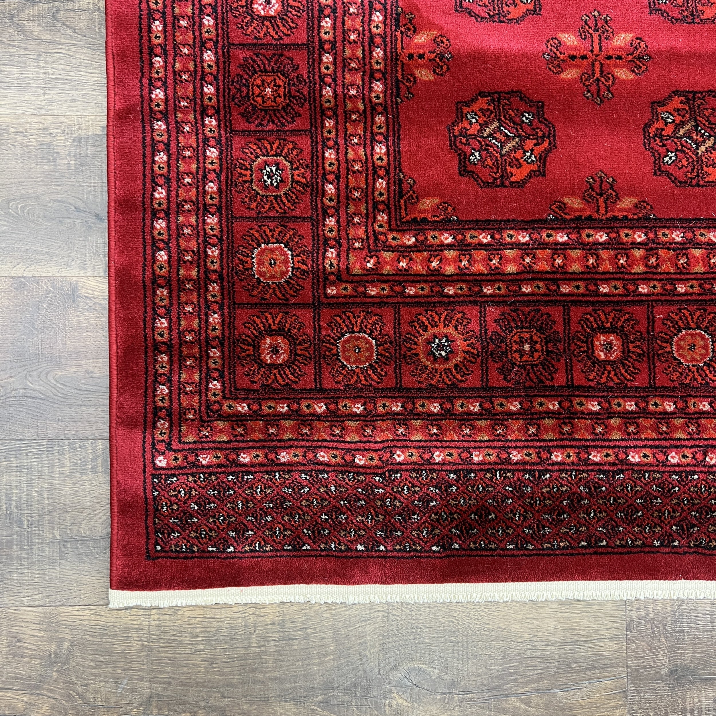 Traditional Red Tekke Area Rug with Geometric Design