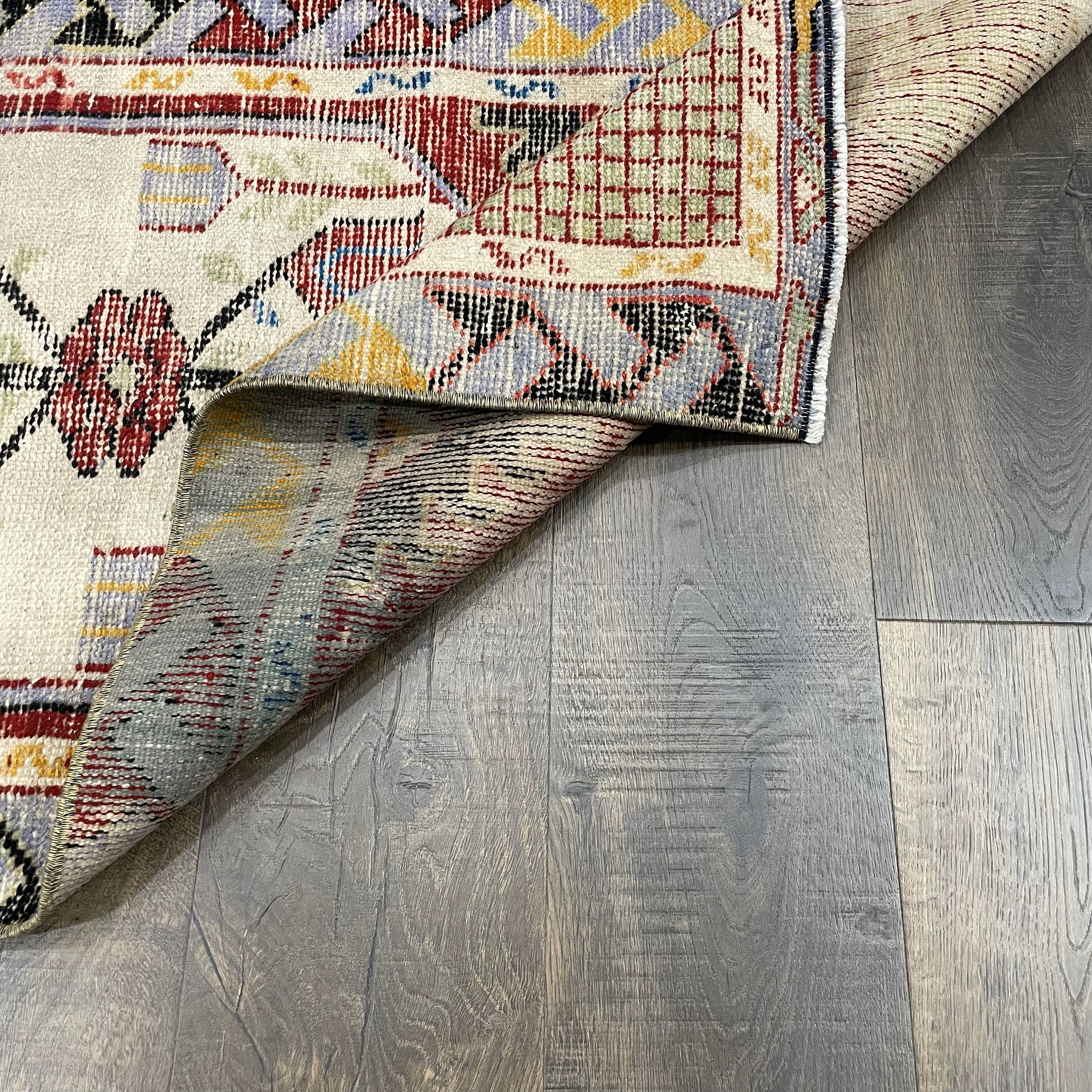 5 FT Runner Turkish Distressed Handmade Wool Rug - 2'2"x4'10"