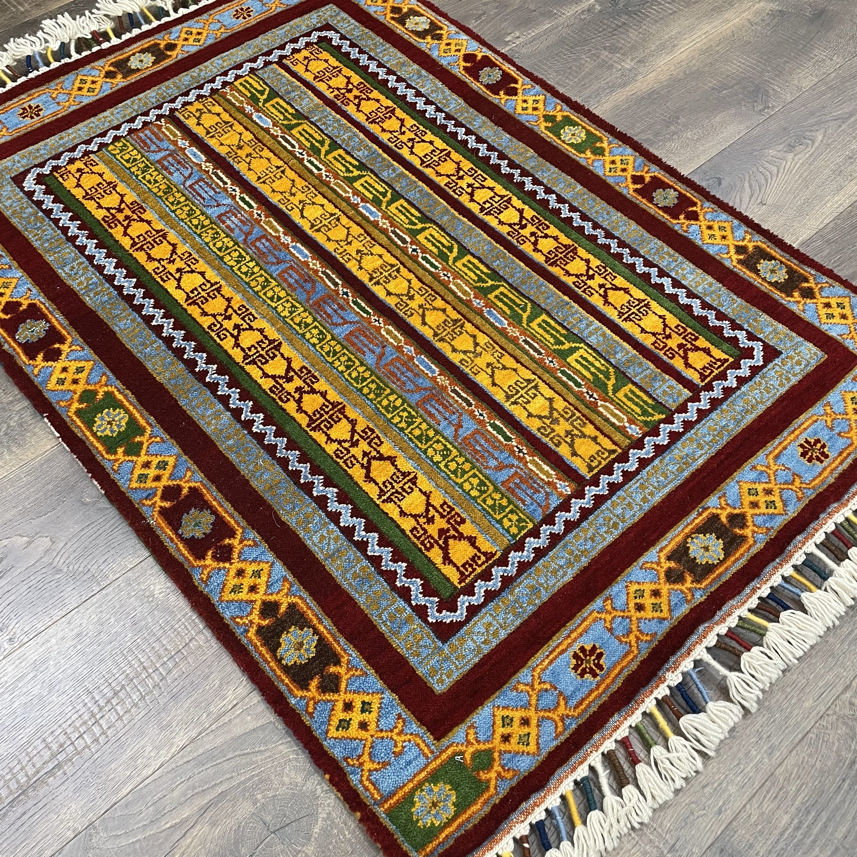 3X5 Hand-knotted Thick Dense Wool Colorful - 2'11"x4'6"