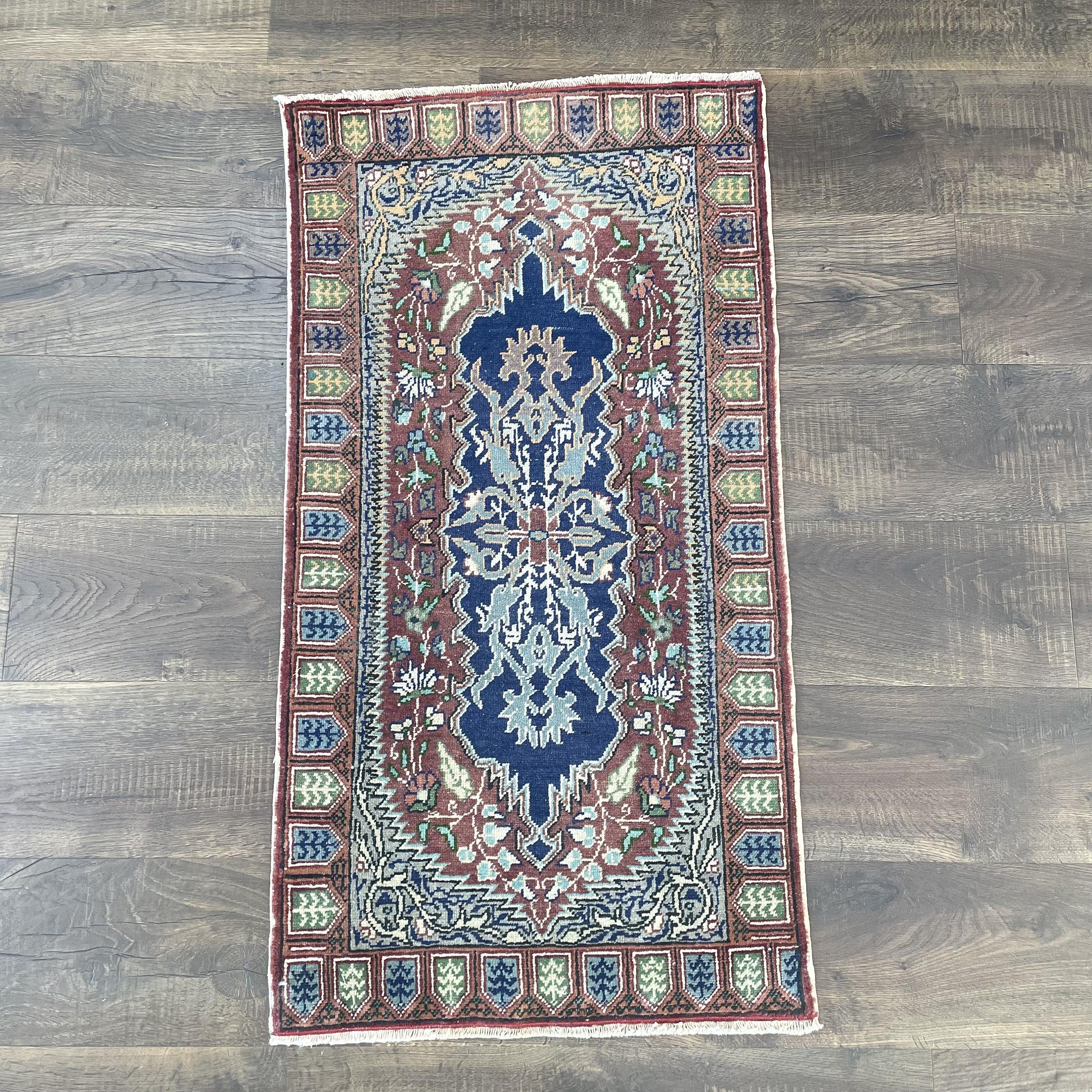 Small Vintage Cappadocia Turkish Wool Rug: 2x3.7 Pastel Hand Knotted Rug