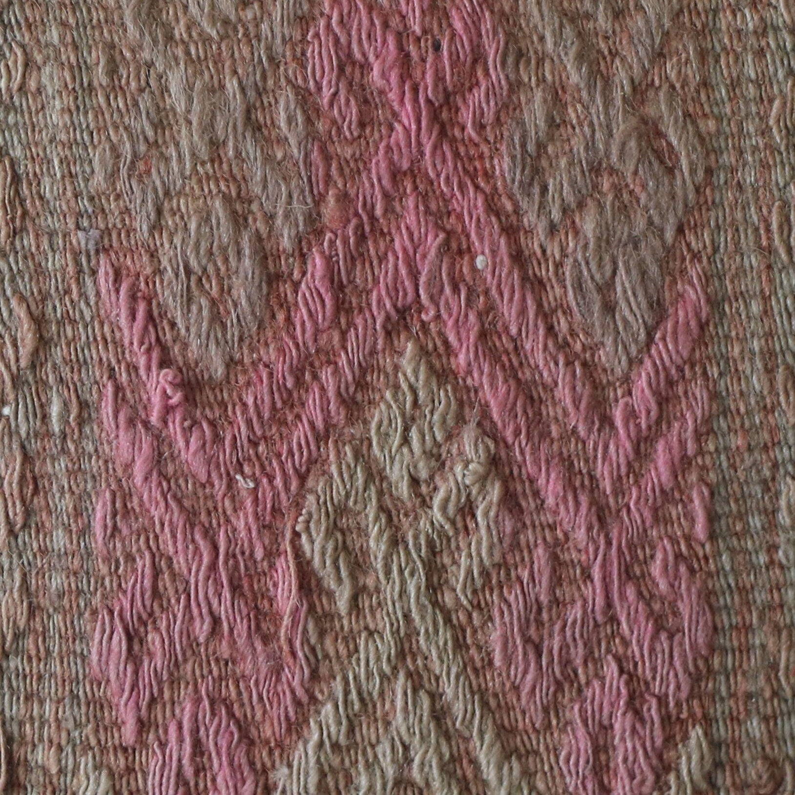 Vintage Turkish Kilim Pillow Cover: Faded Pink Wool, 16x16 Inches