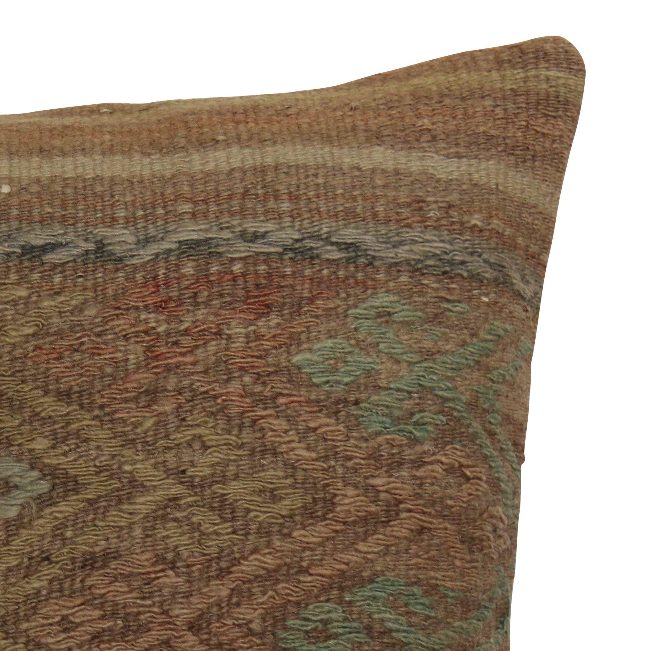 Vintage Kilim Pillow Cover: Handwoven Wool Turkish Pillowcase (16x16 Inches)
