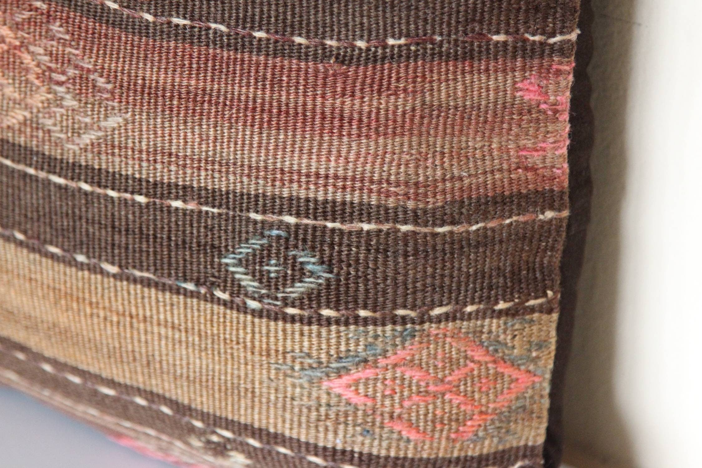 Unique Hand-Knotted Kilim Rug Pillow 16x16 - Vintage Decorative Accent Cushion