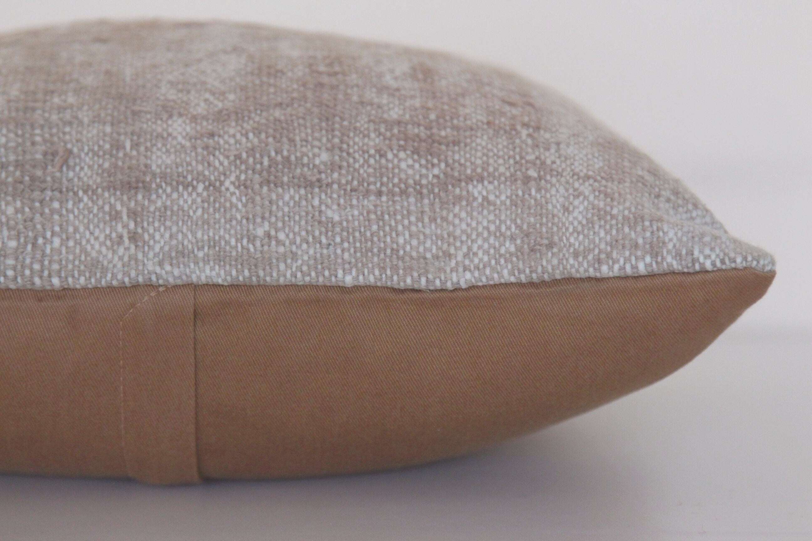 Vintage Hand-Knotted Wool Kilim Pillow Cover - 15x15 Neutral Rug Pillow
