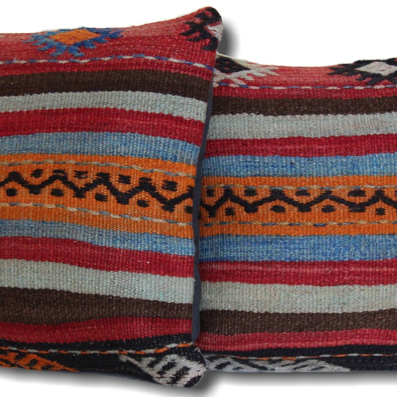 Vintage Kilim Pillow Covers (Pair): Handwoven Wool Accent Cushions