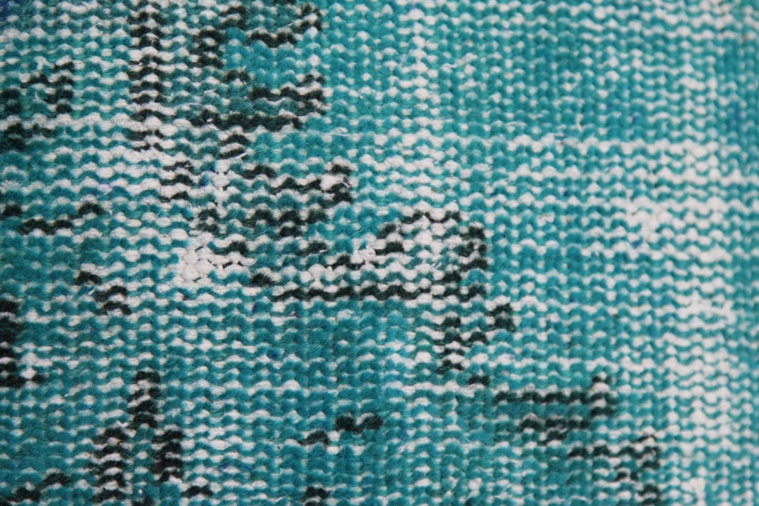 Turquoise Wool Pillow Cover: 20" Vintage Turkish Kilim Pillowcase